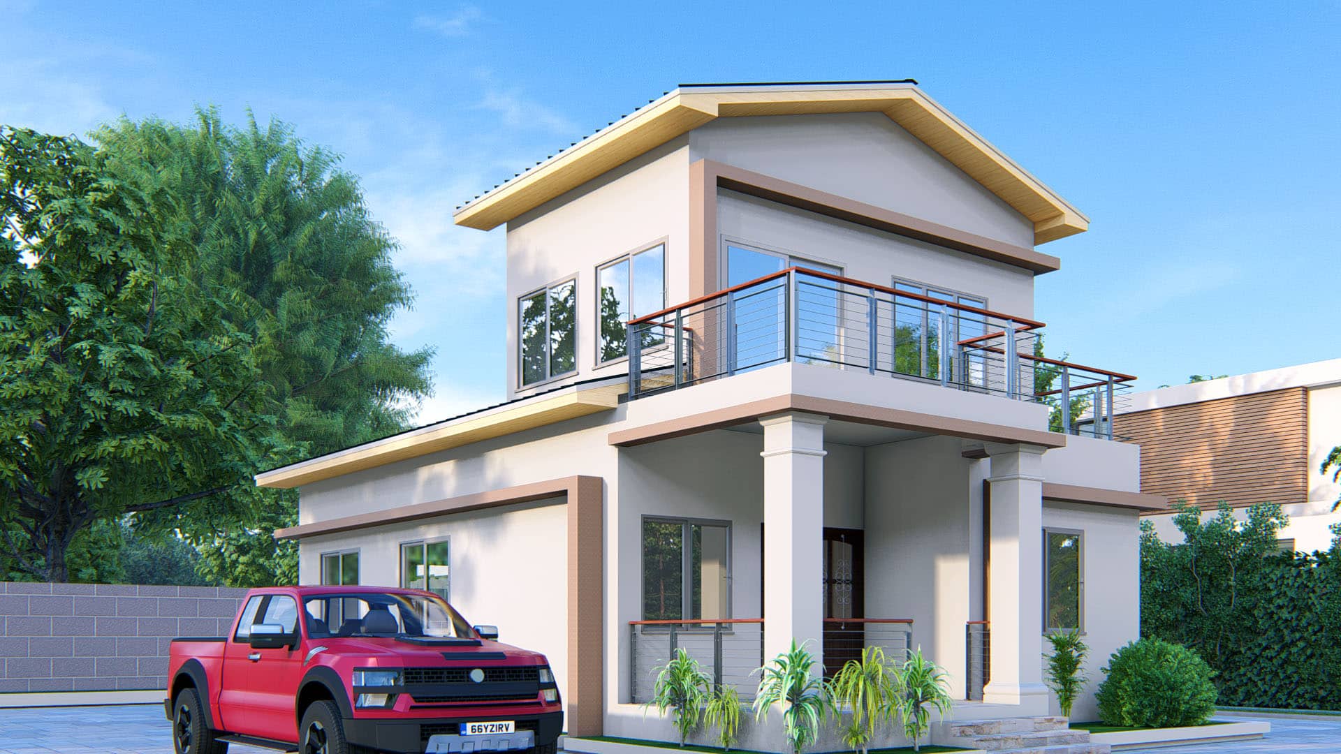 3 bedroom duplex house with balcony Ghana design