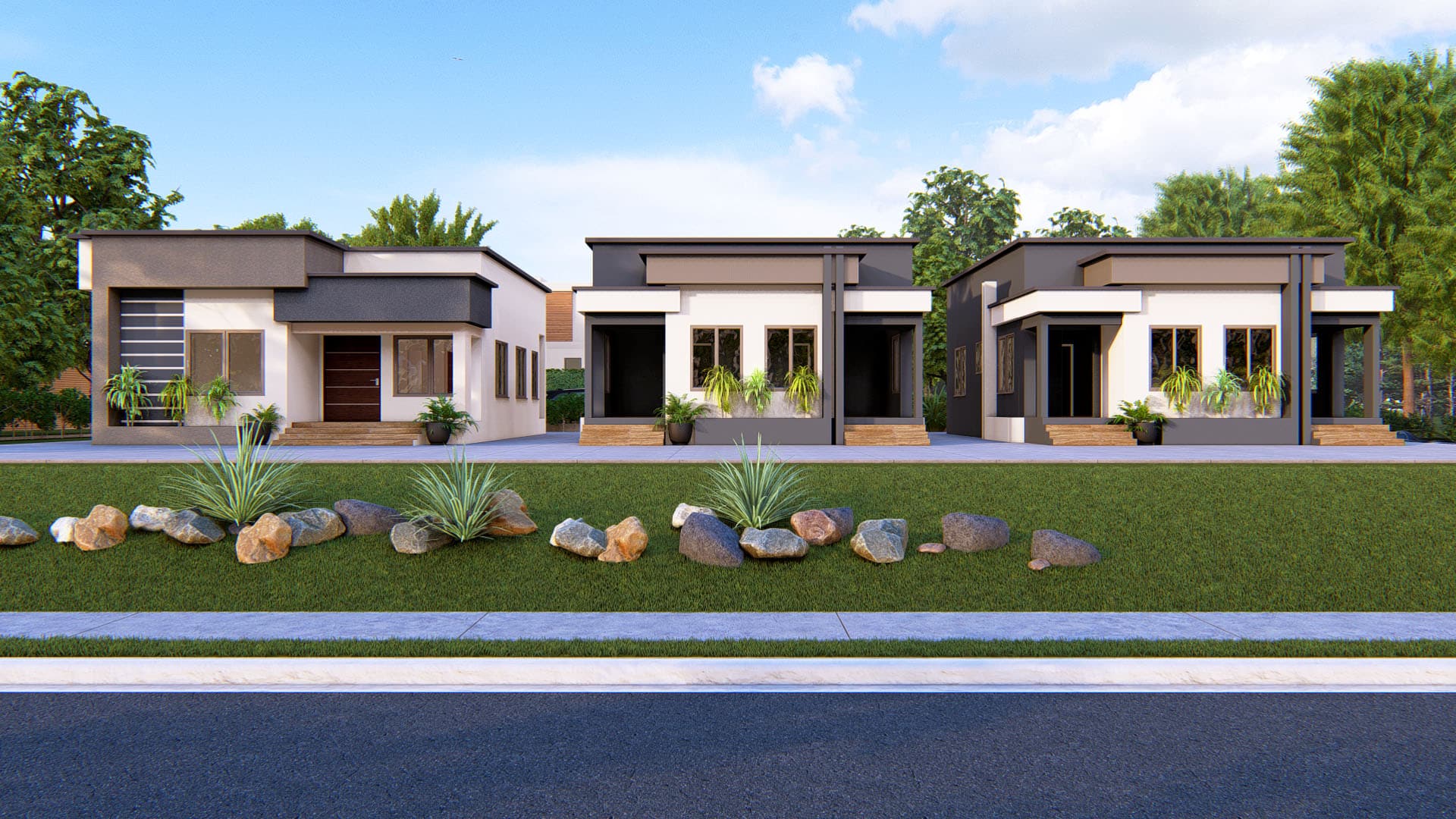 simple 1-bedroom semi-detached house exterior