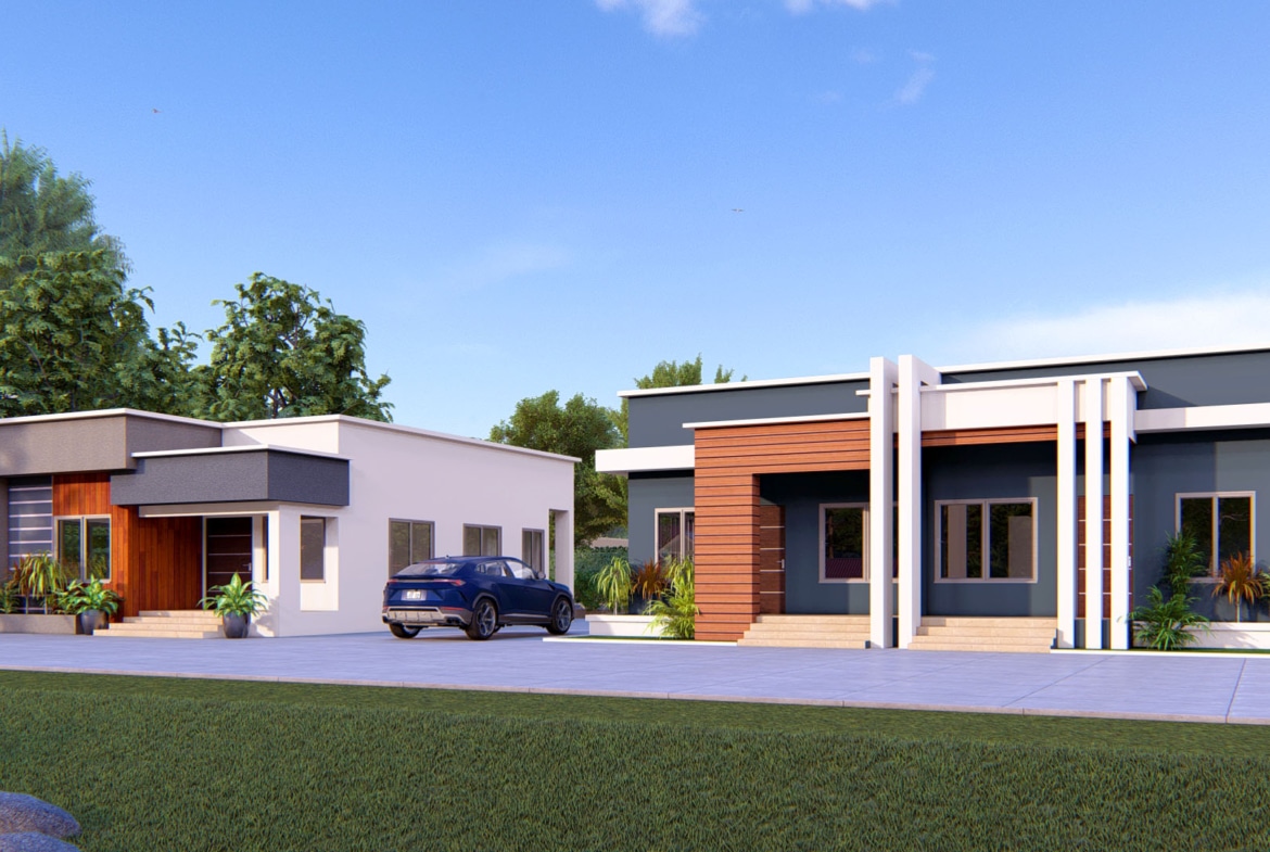 Modern 1-bedroom semi-detached house and bungalow exterior