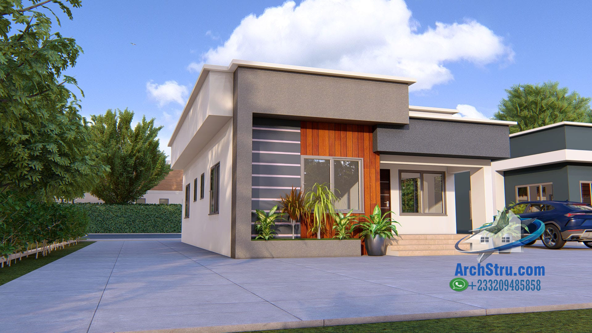 Modern 2-bedroom house design with unique roofing ideas