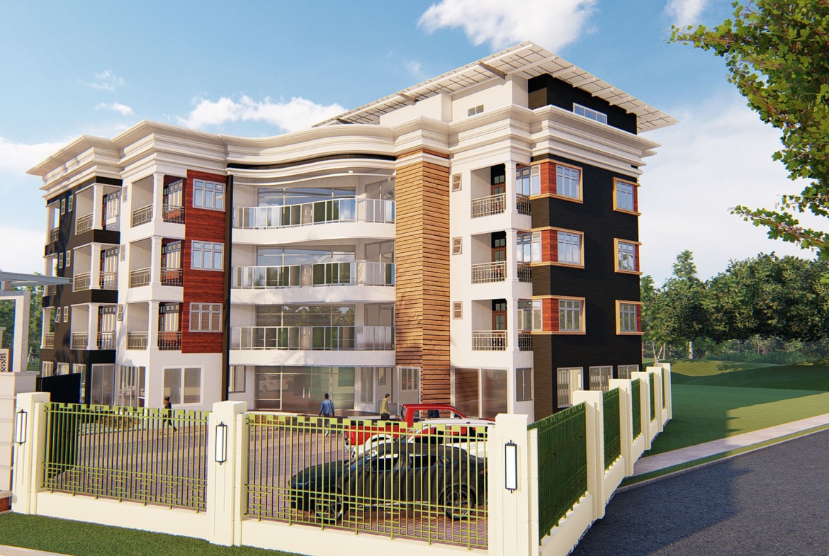 upscale hotel facade with balcony design
