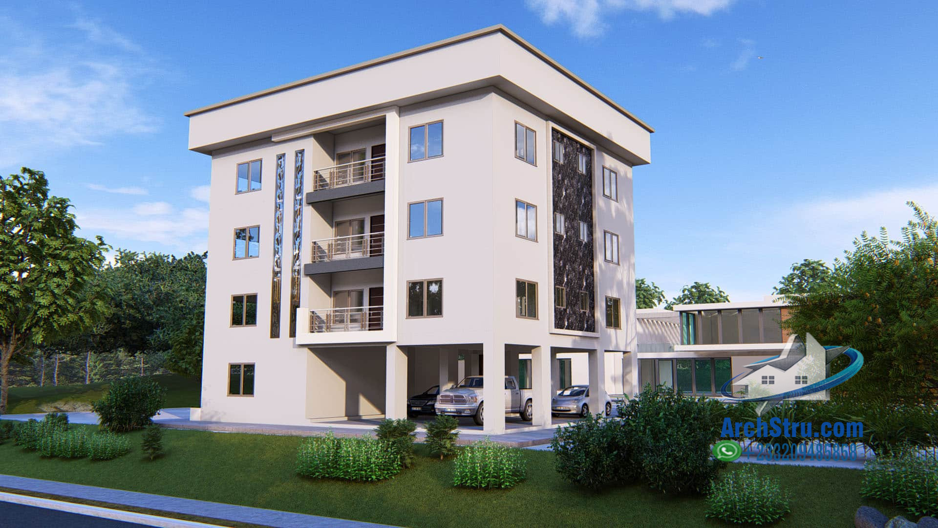 Modern multi-story residential building with innovative architectural design