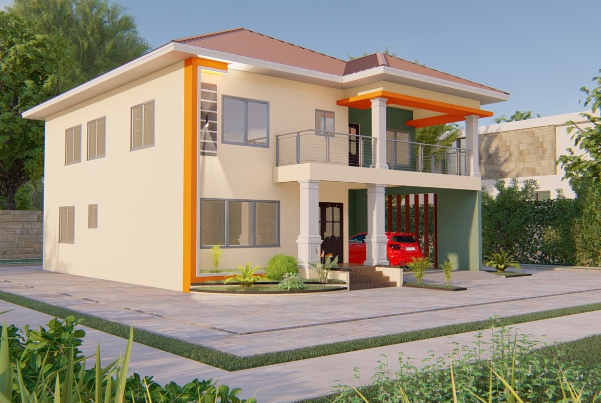 4 bedroom duplex house exterior with balcony