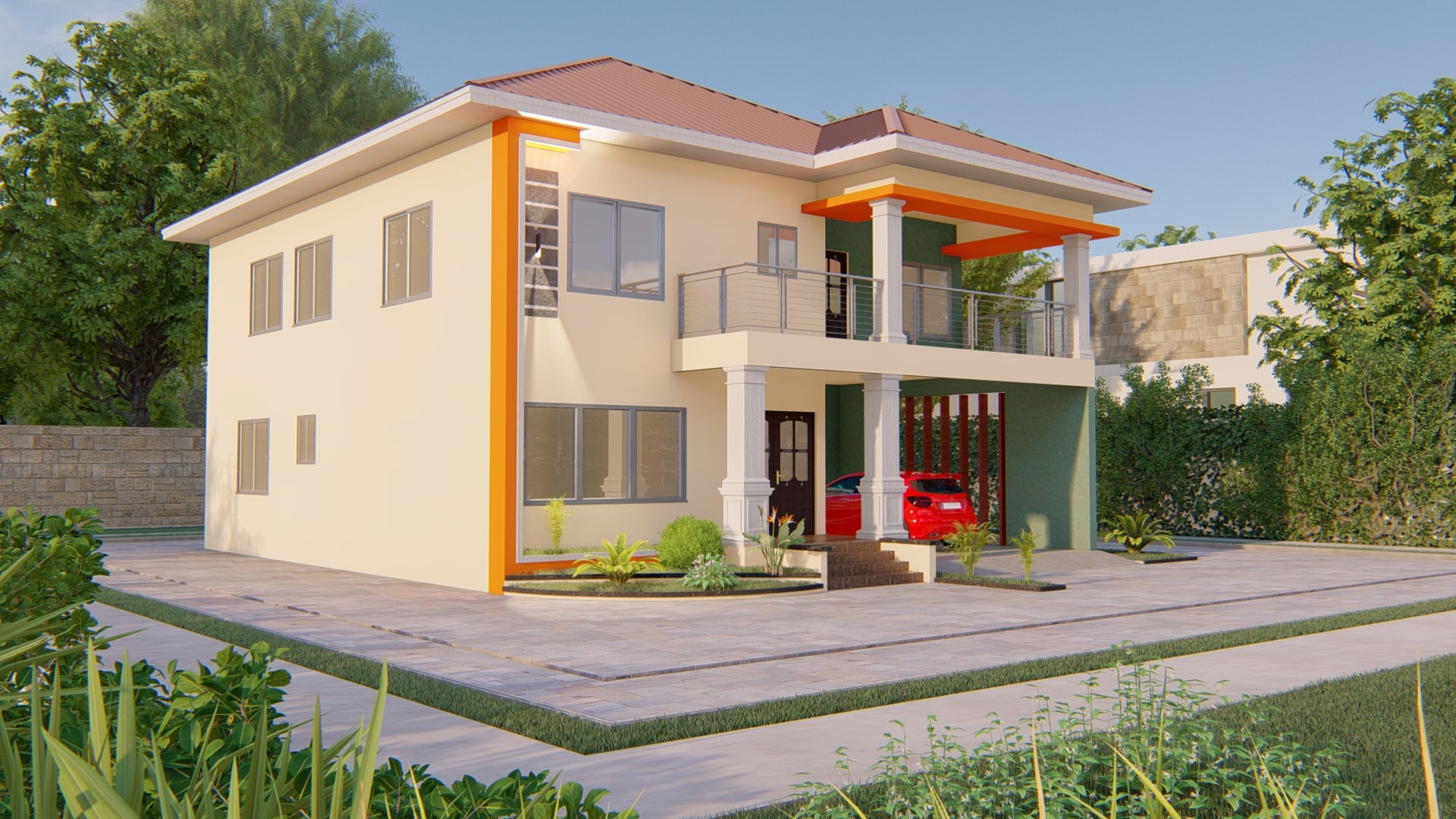 4 bedroom duplex house exterior with balcony