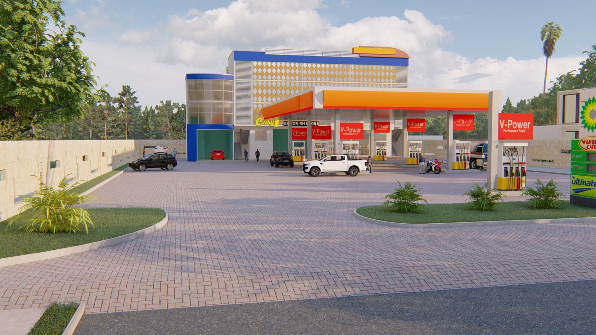 modern fuel service station exterior design
