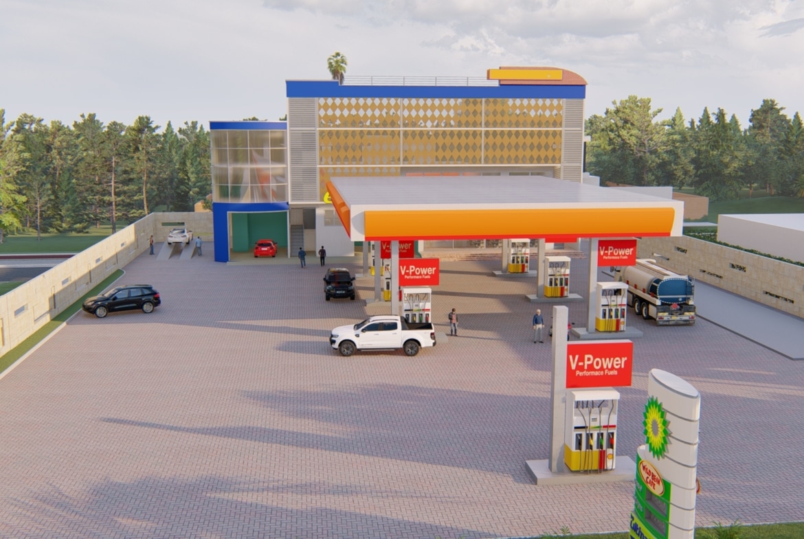luxury fuel station design with modern facilities
