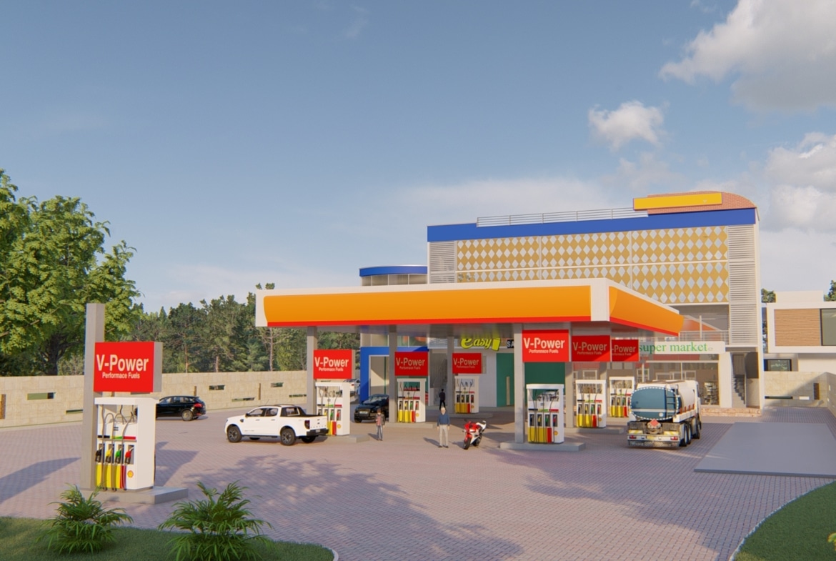 modern fuel service station canopy design in Ghana