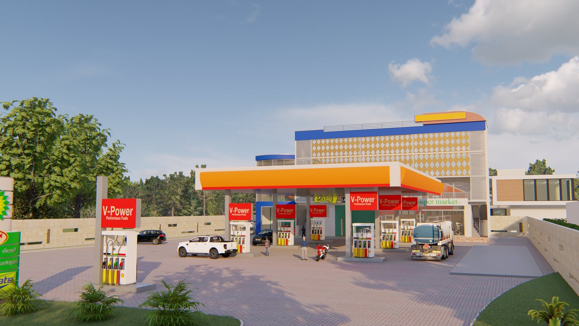 modern fuel service station canopy design in Ghana