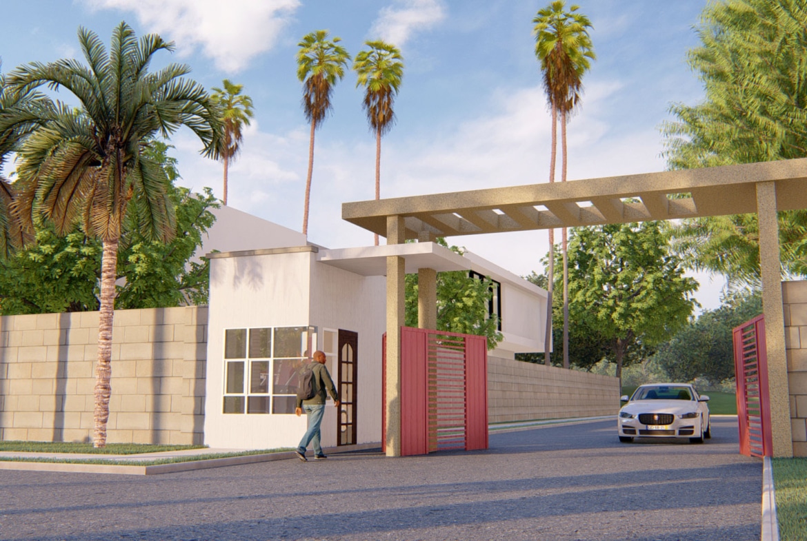 estate entrance gate design with security booth