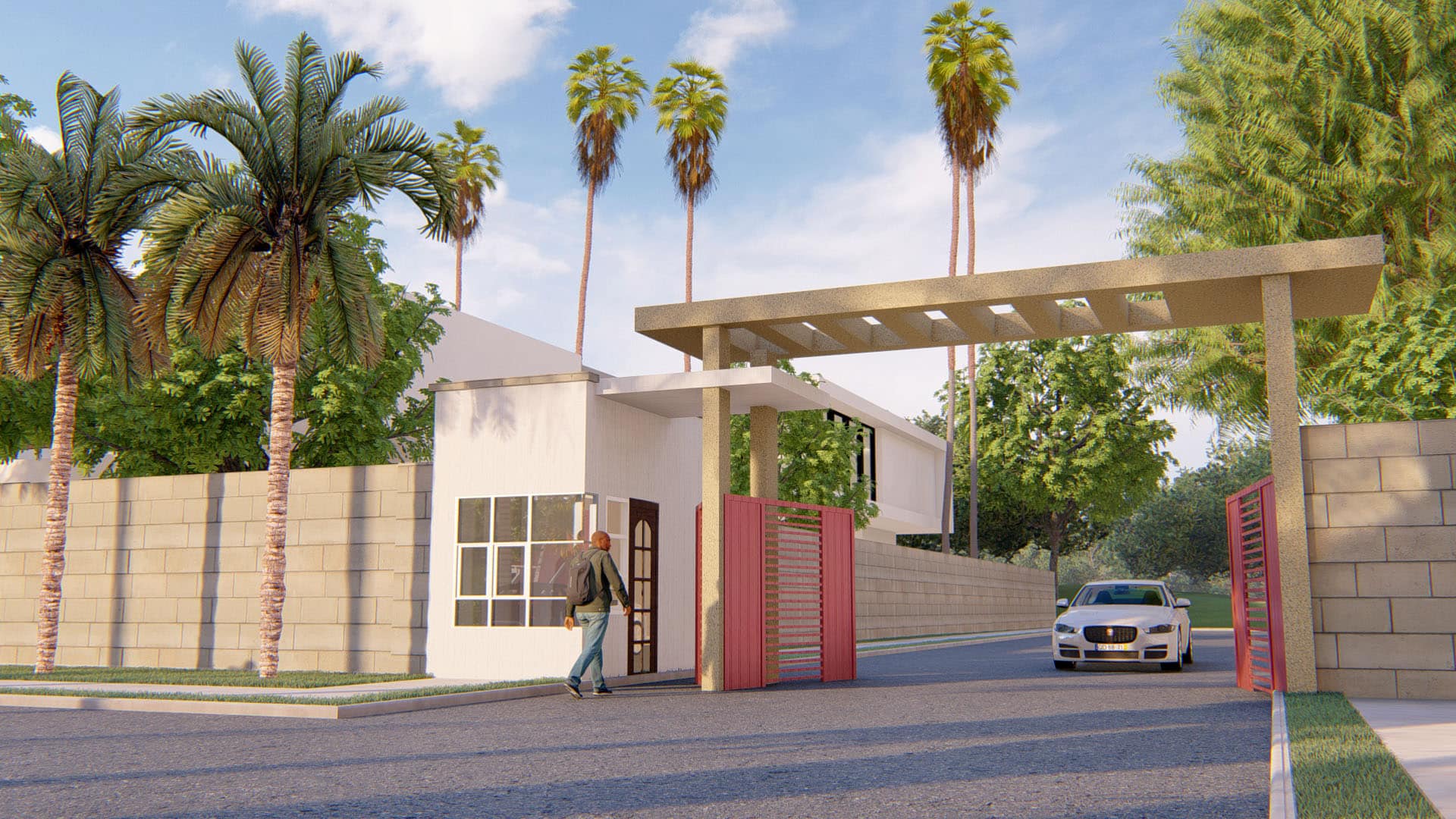 estate entrance gate design with security booth