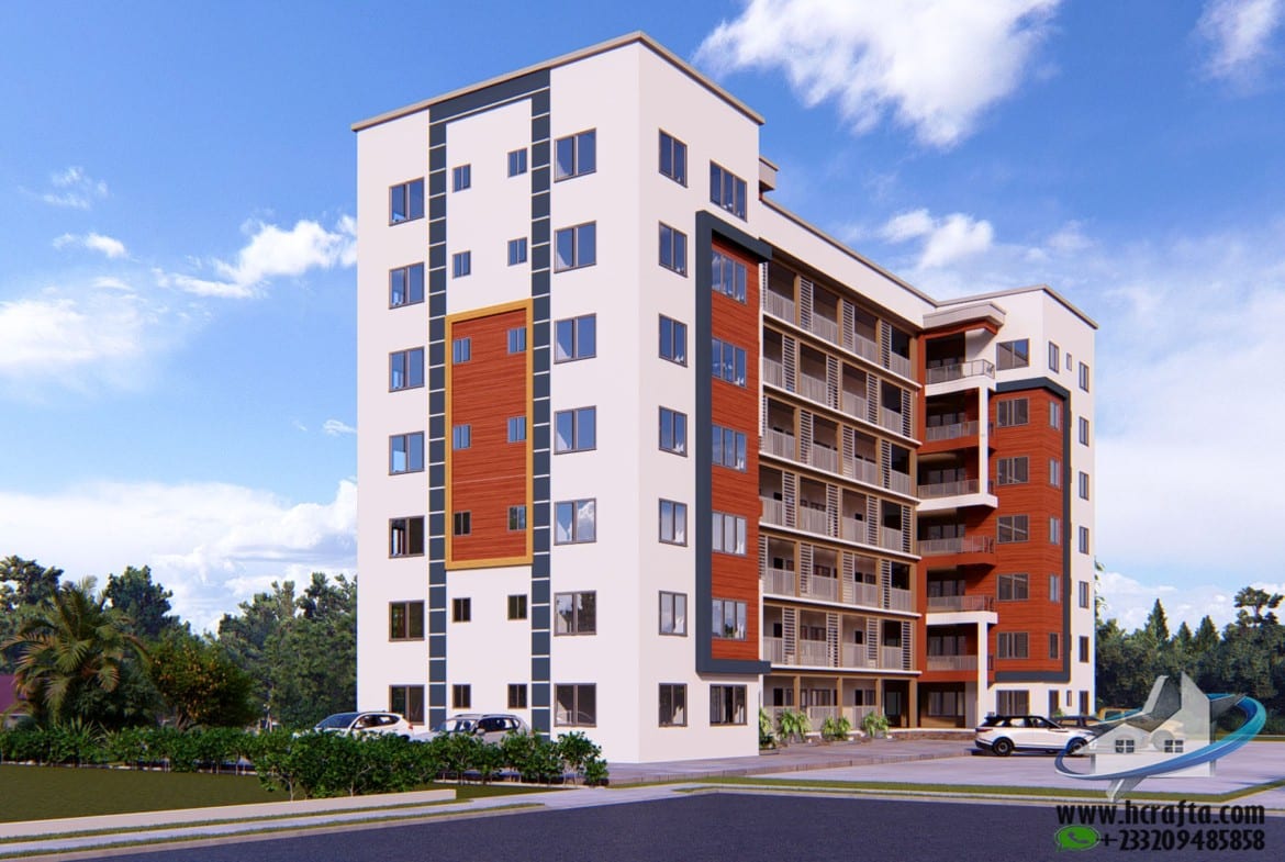 contemporary multi-storey apartment architecture exterior view