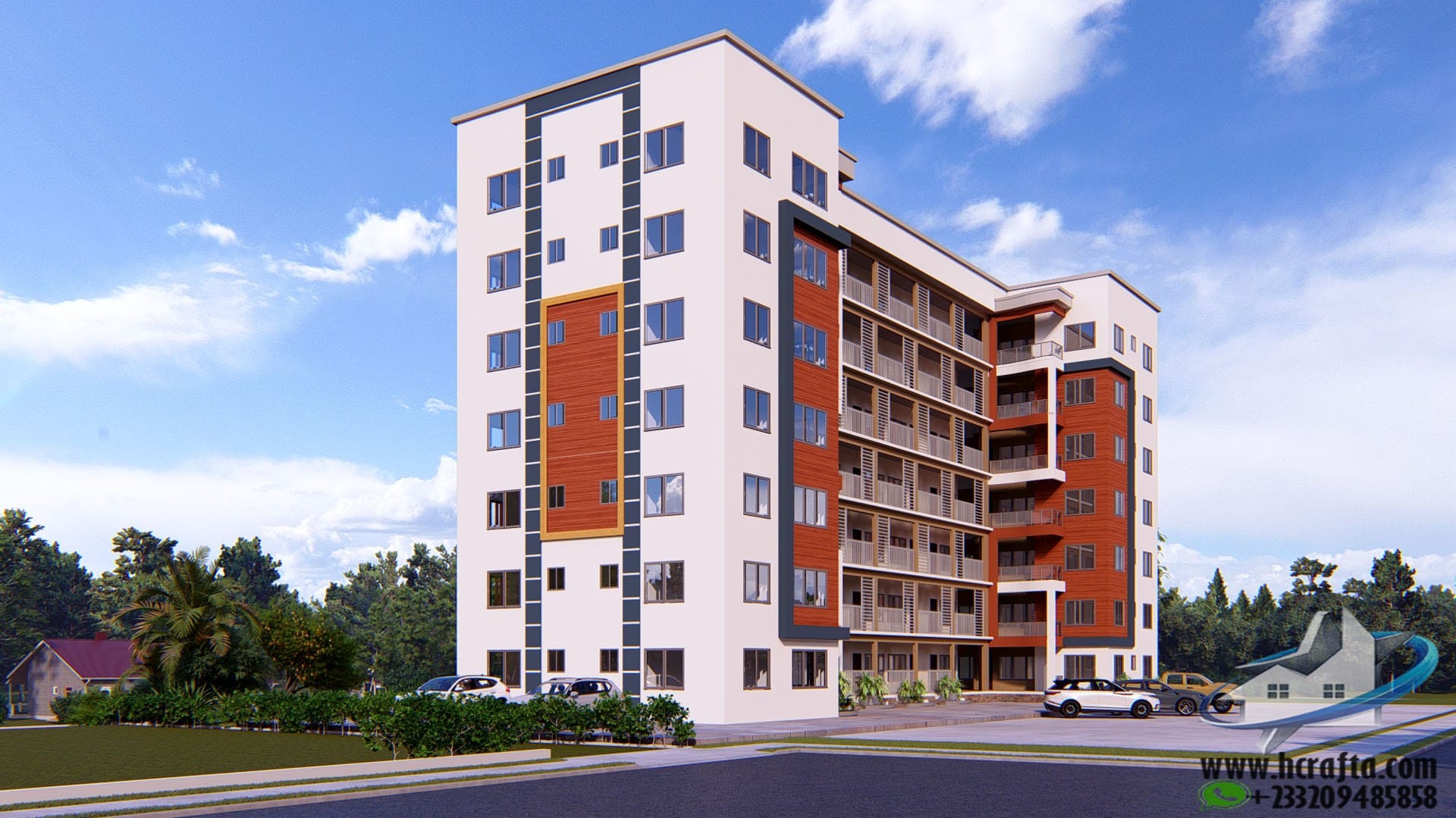 contemporary multi-storey apartment architecture exterior view