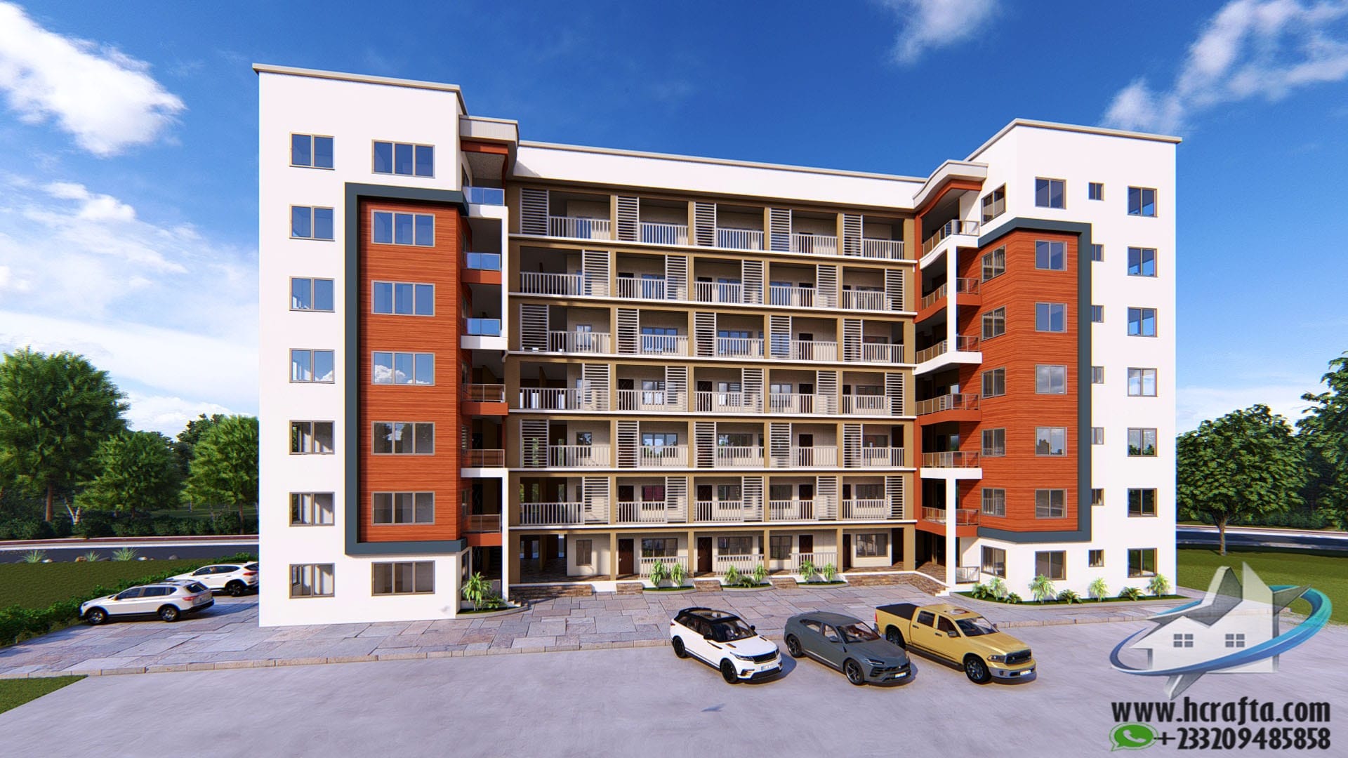 modern multi-storey apartment building exterior design