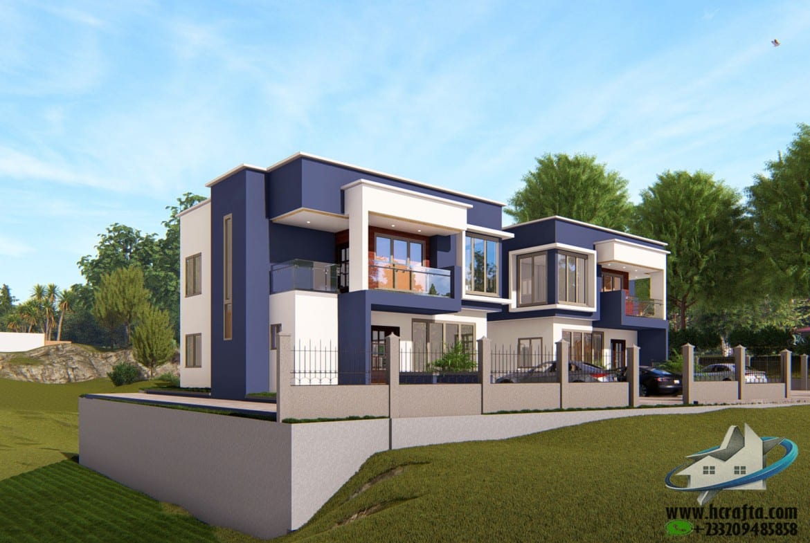 4 bedroom estate house front view modern design