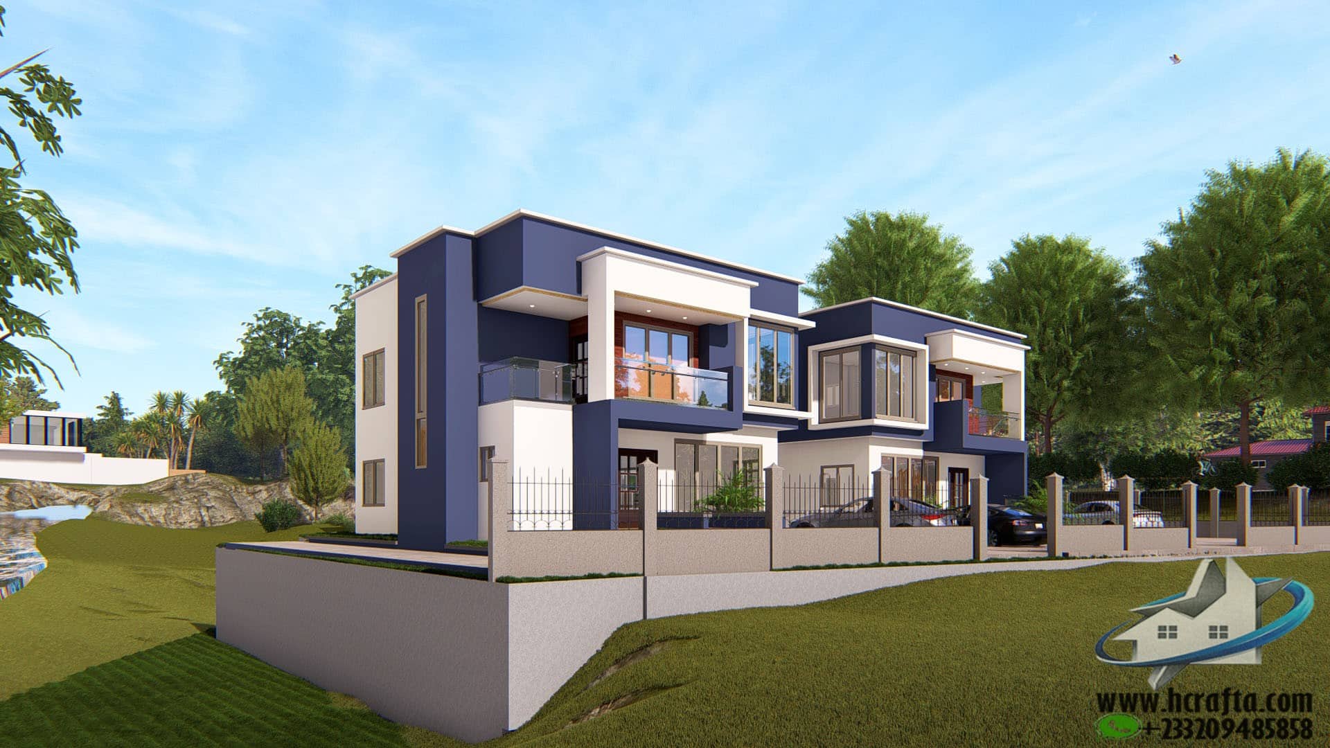 4 bedroom estate house front view modern design