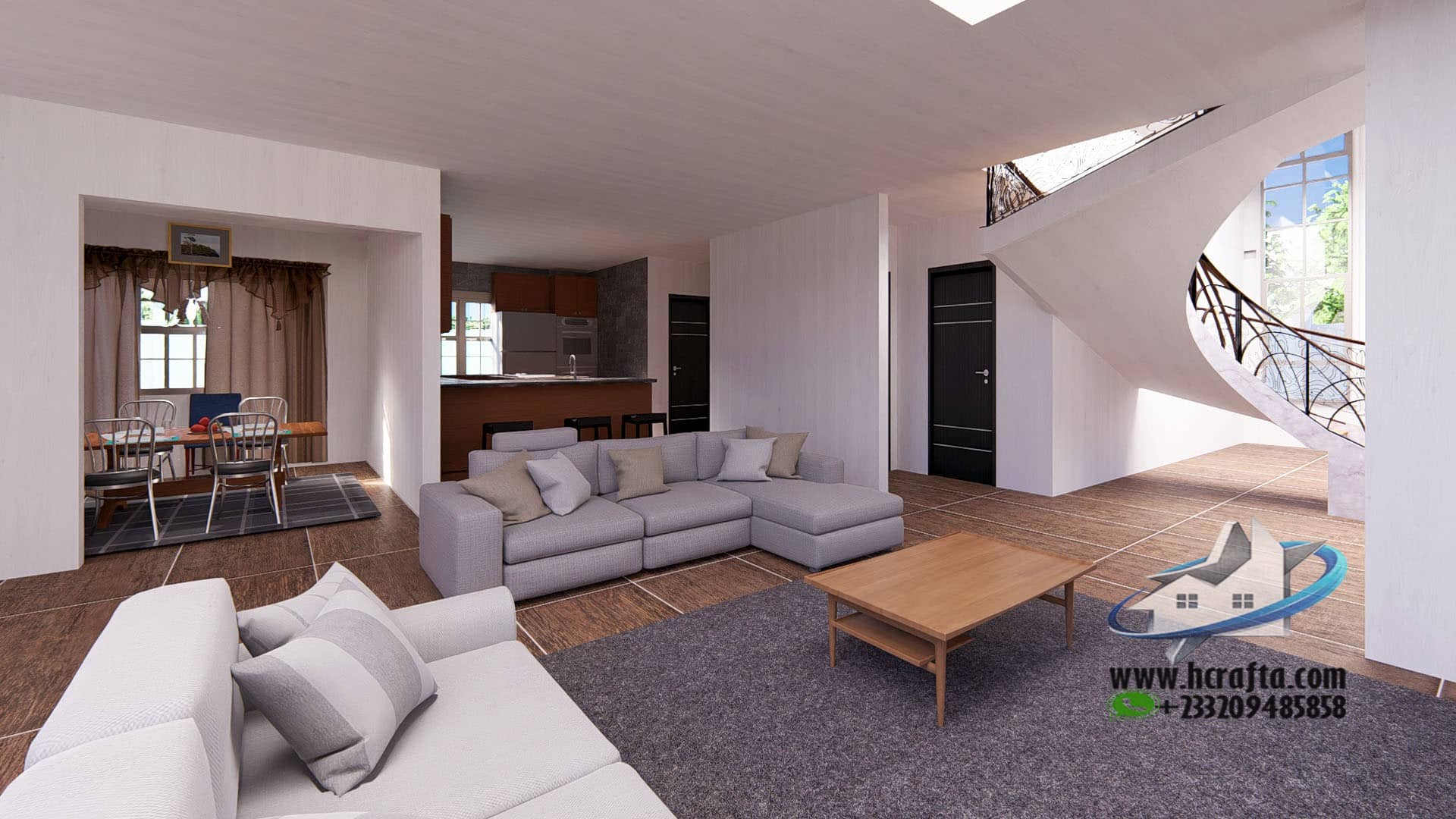 open concept modern living area interior design