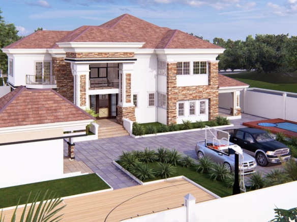 modern home landscape design exterior view