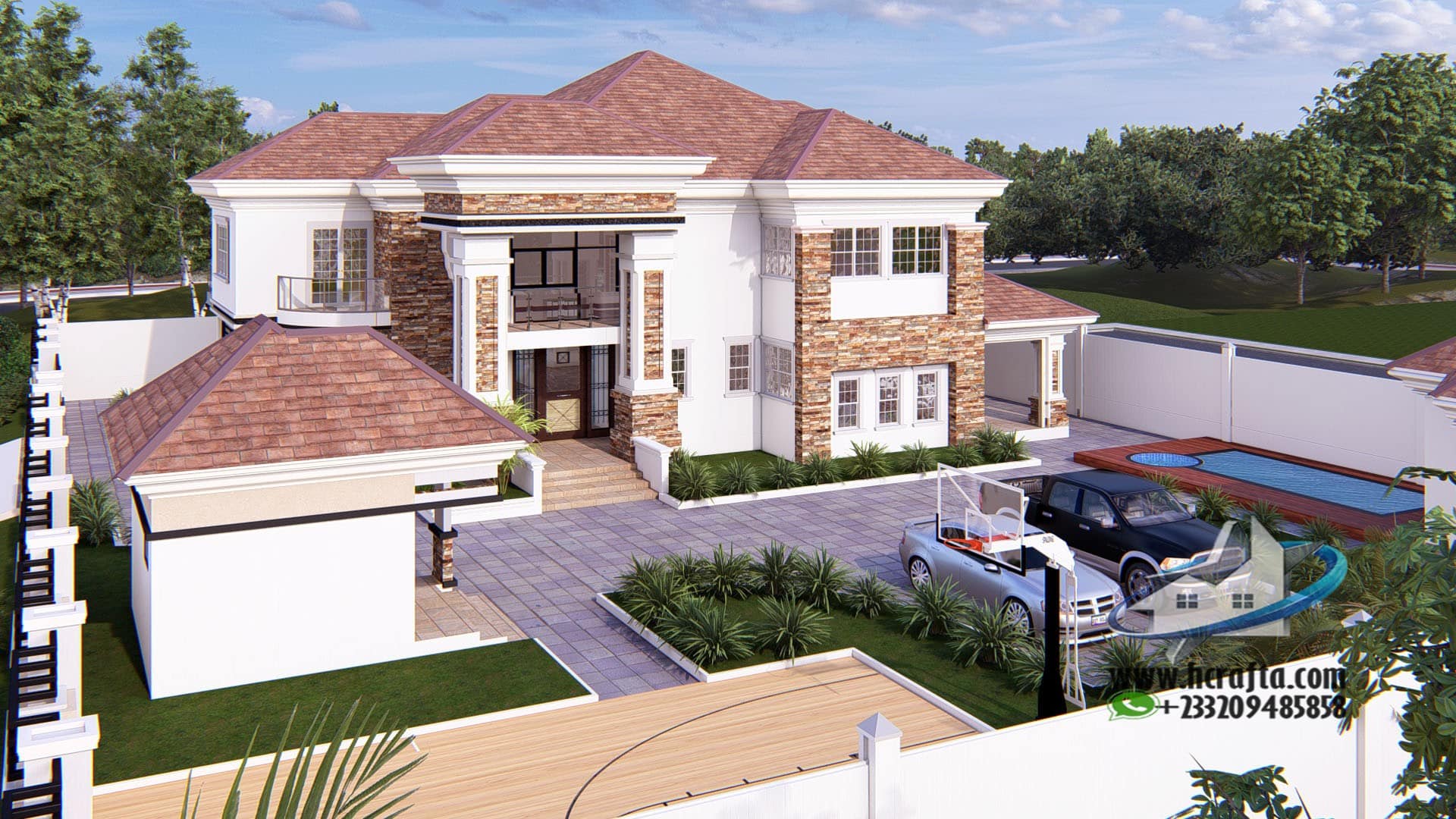 modern home landscape design exterior view