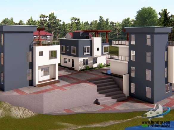 4 bedroom duplex layout with landscaped compound