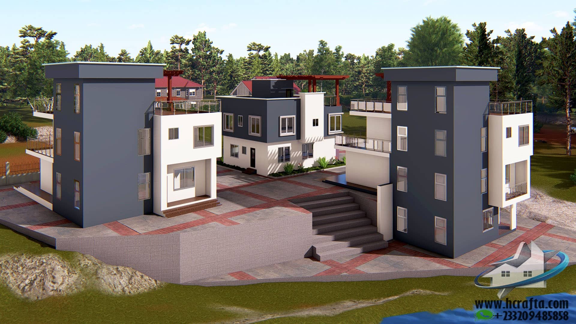 4 bedroom duplex layout with landscaped compound