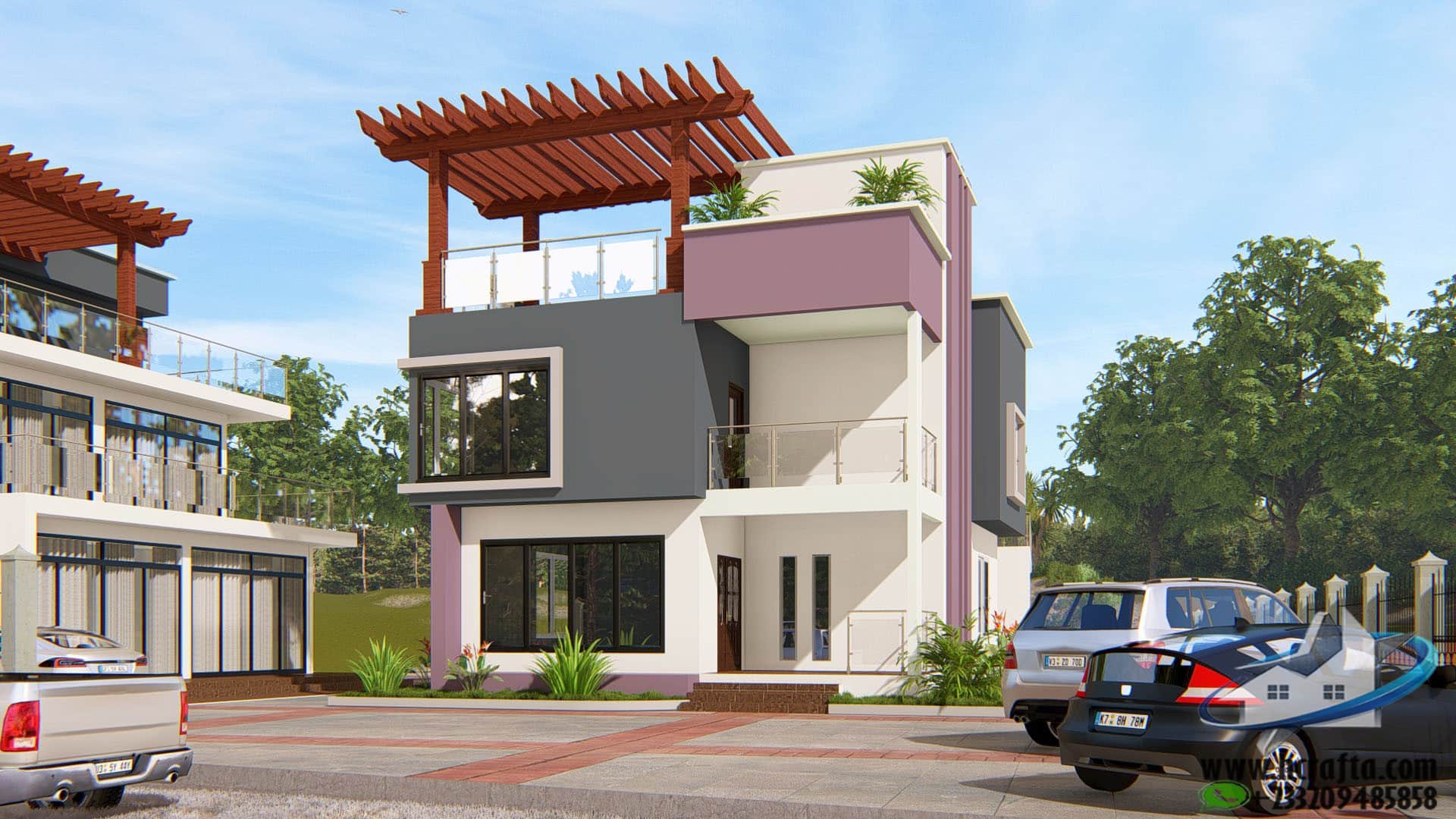 4 bedroom duplex layout with balcony and terrace