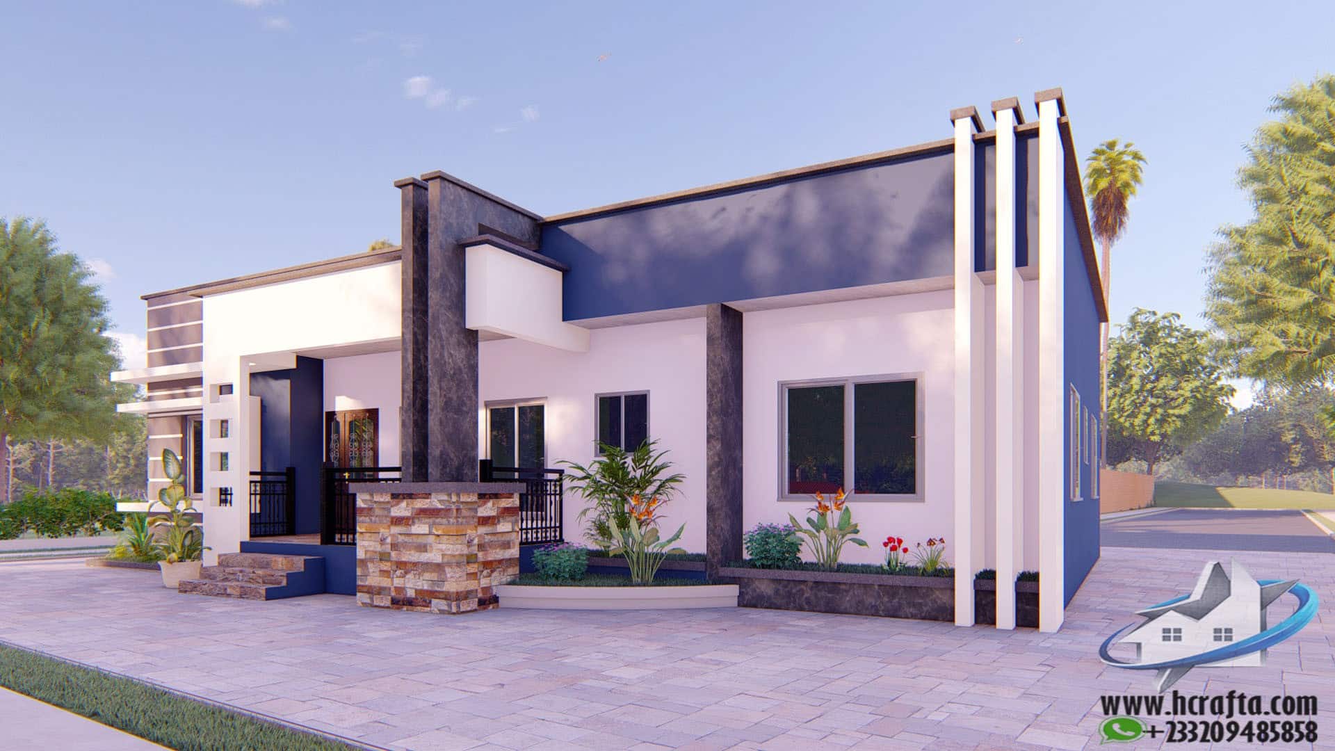 modern 4 bedroom house plan with secret roofing