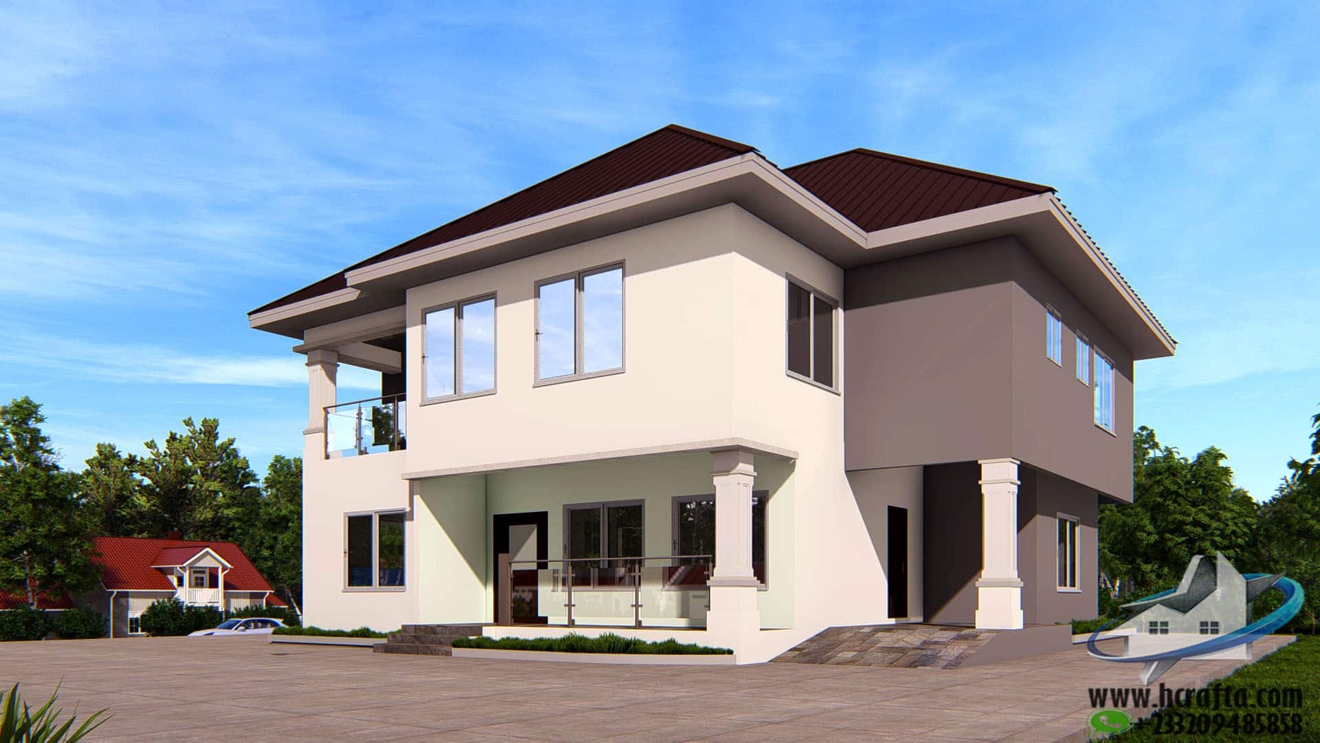 5 bedroom duplex house front view modern design