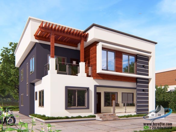 modern 5 bedroom duplex exterior view with balcony