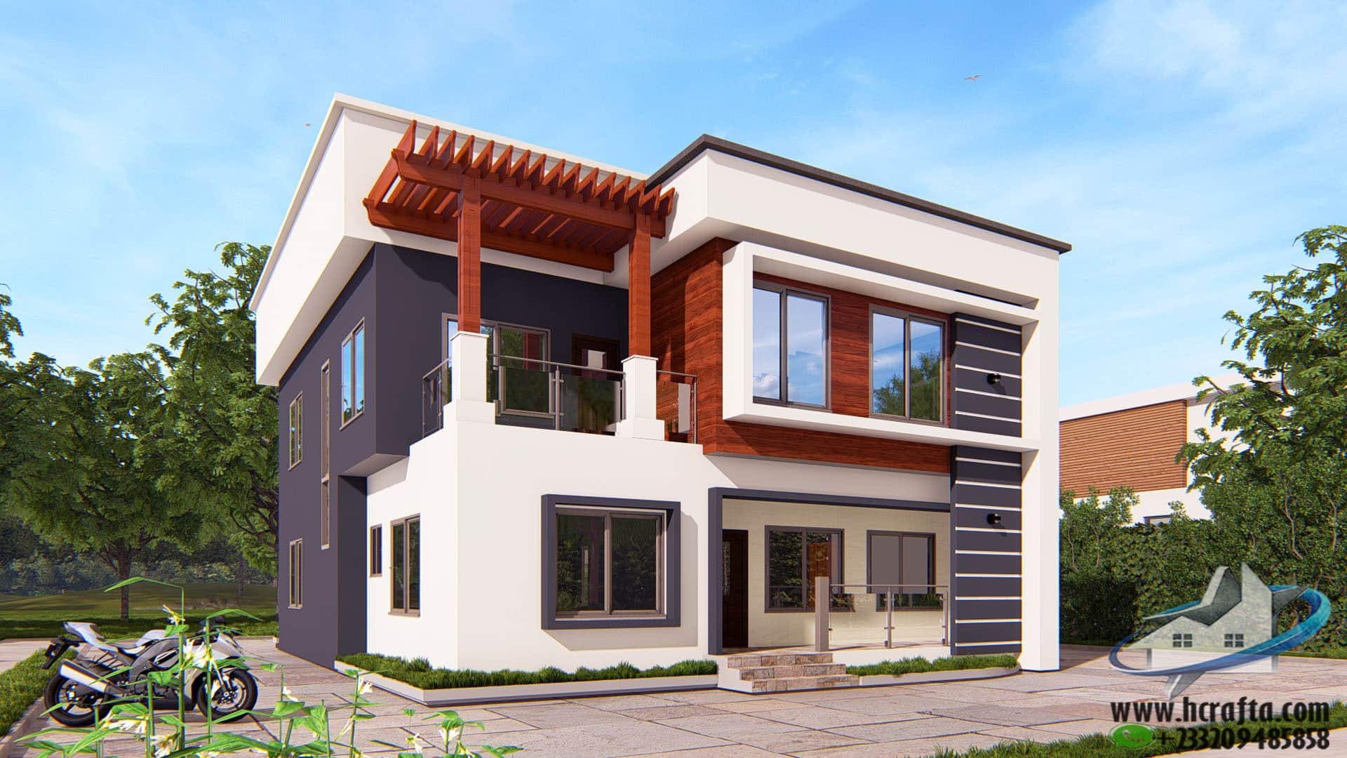 modern 5 bedroom duplex exterior view with balcony