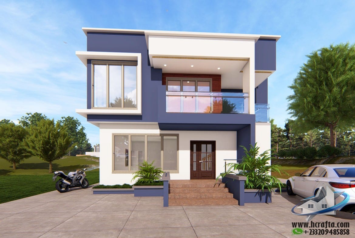 4 bedroom duplex house front view modern design