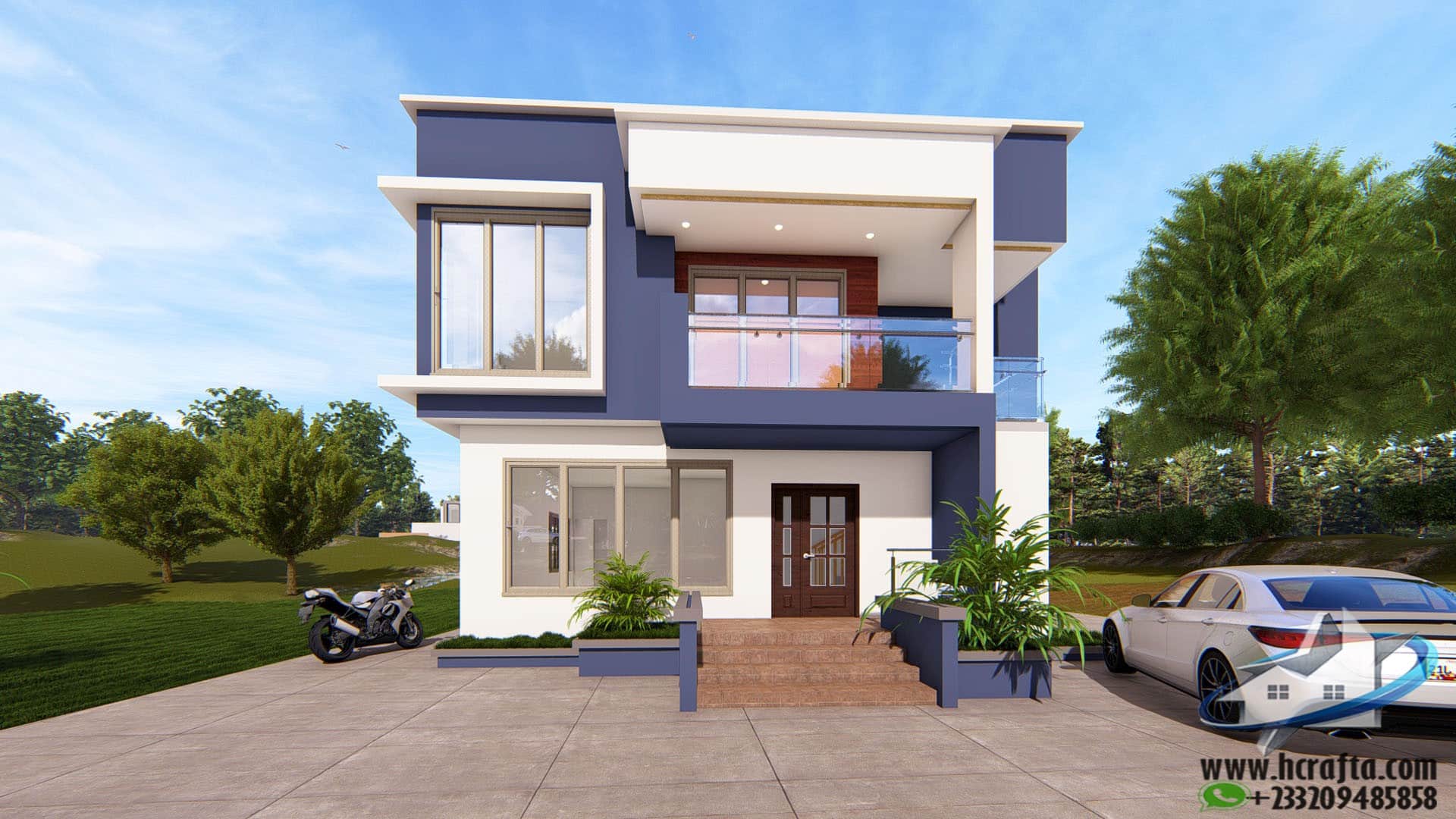 4 bedroom duplex house front view modern design