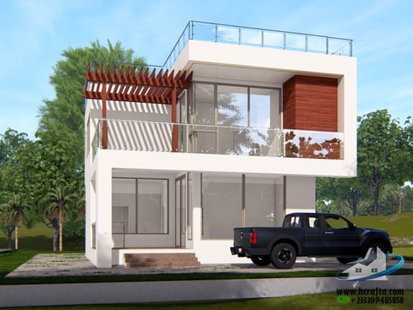 4 bedroom duplex house front view simple design