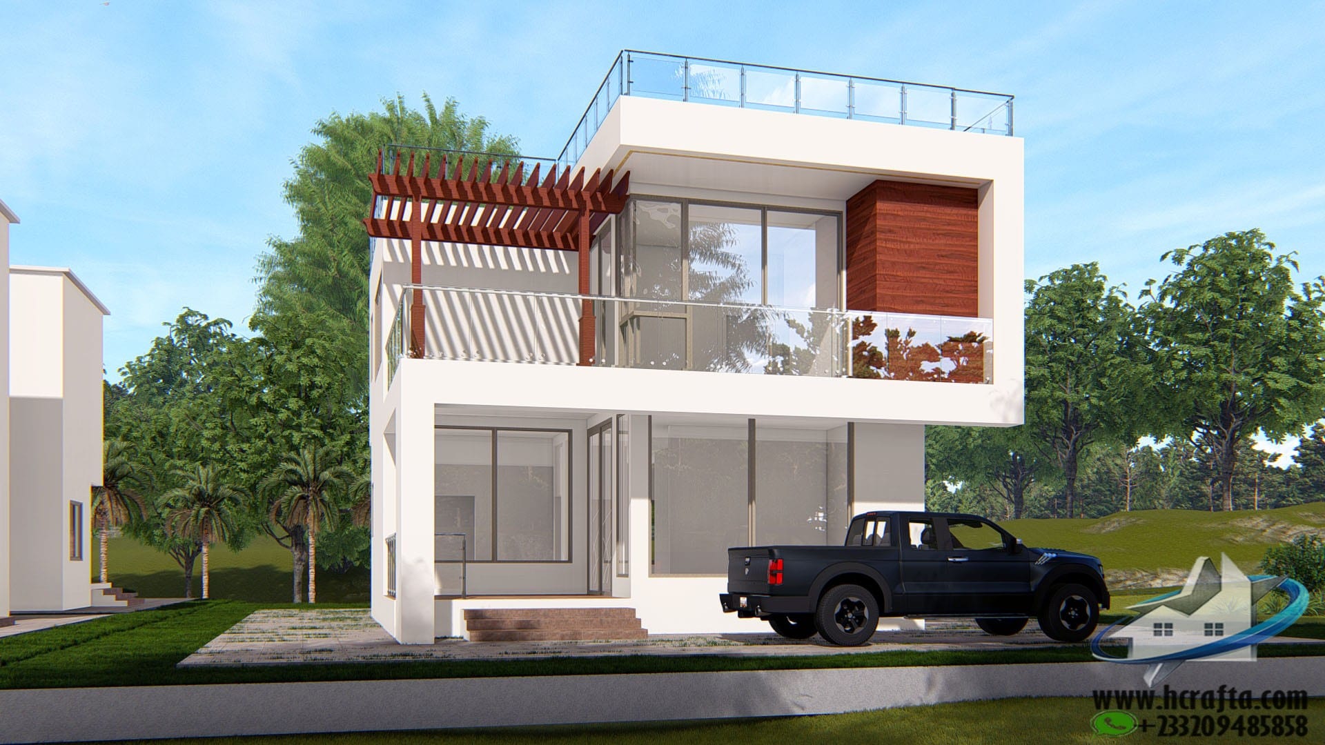4 bedroom duplex house front view simple design