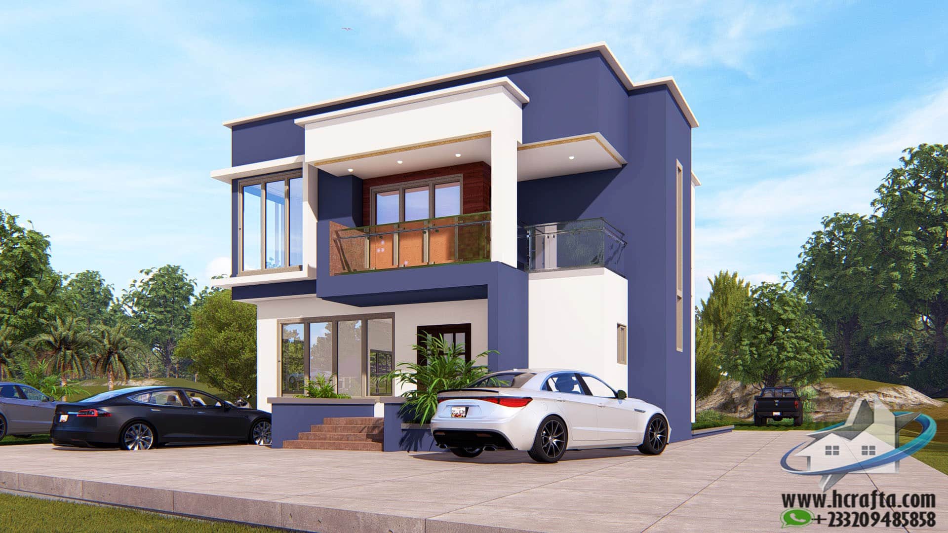 4 bedroom duplex design with balcony and terrace