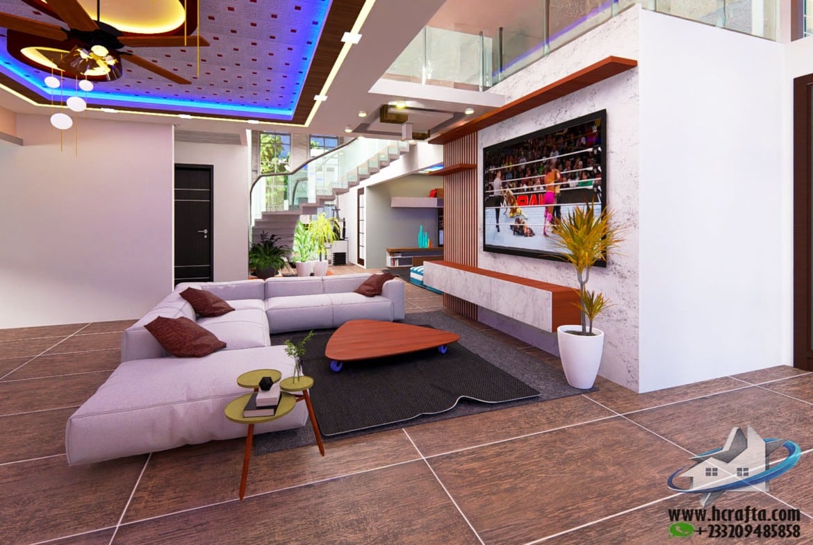 modern open concept interior with lounge
