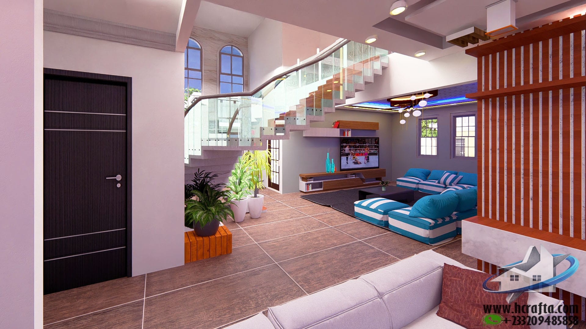• 3D rendering of open concept living dining room luxury open concept living room family area interior