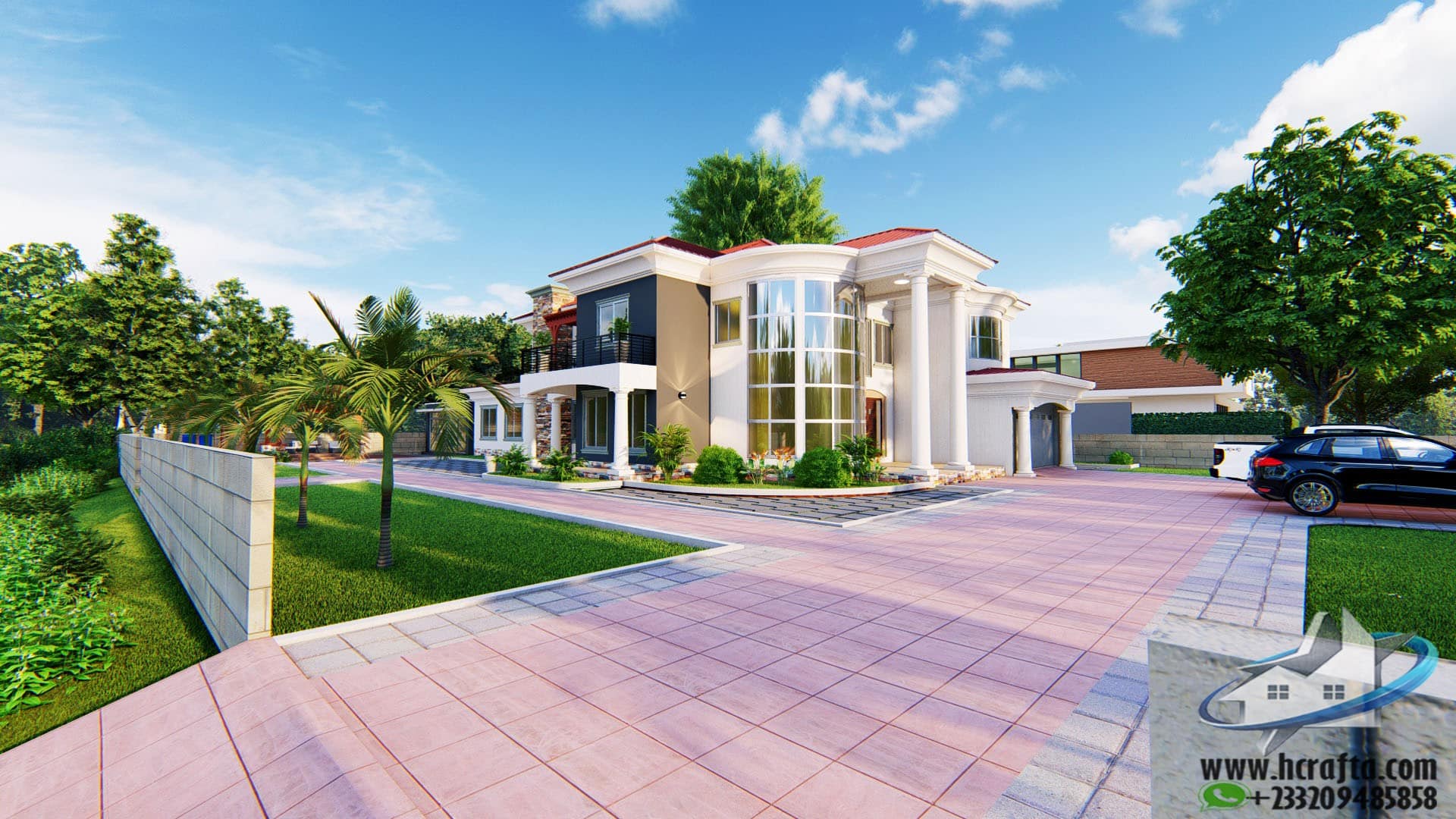 modern landscape design for residential house exterior