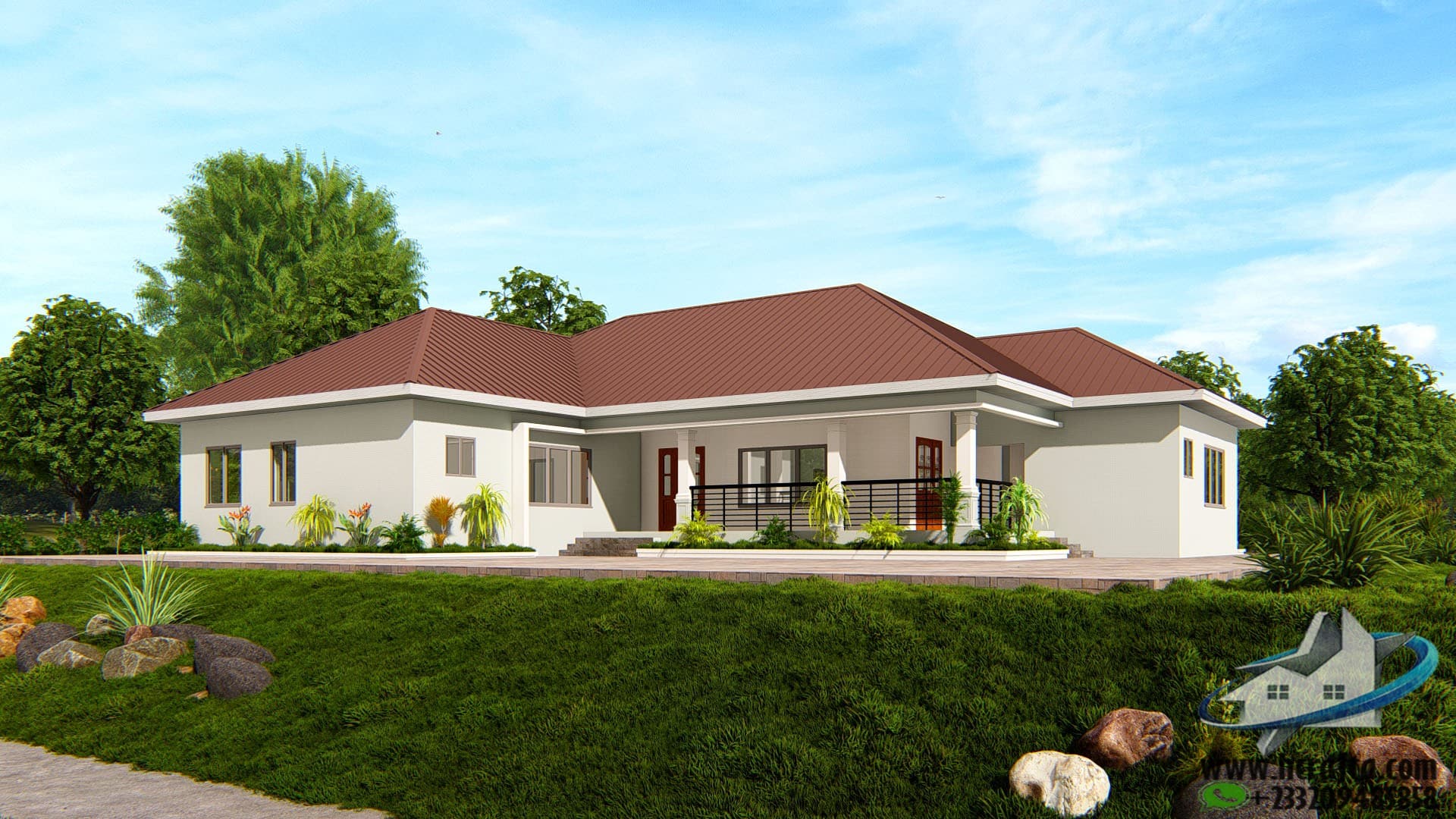 modern 5 bedroom house 3D front elevation design