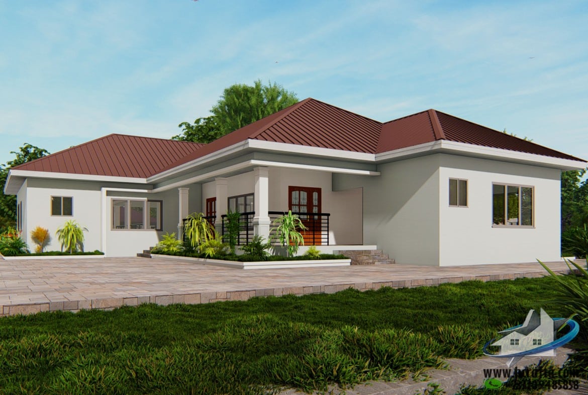 5 bedroom house design 3D exterior rendering