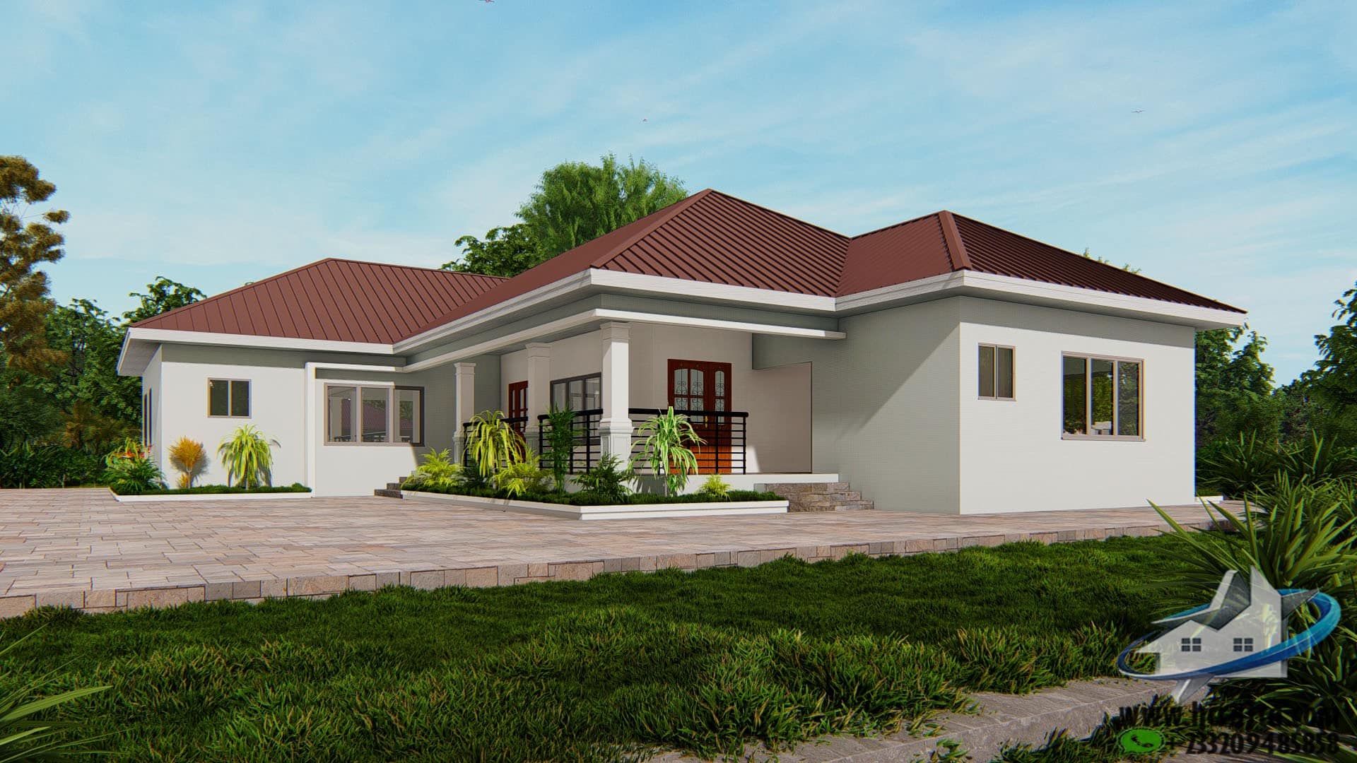 5 bedroom house design 3D exterior rendering