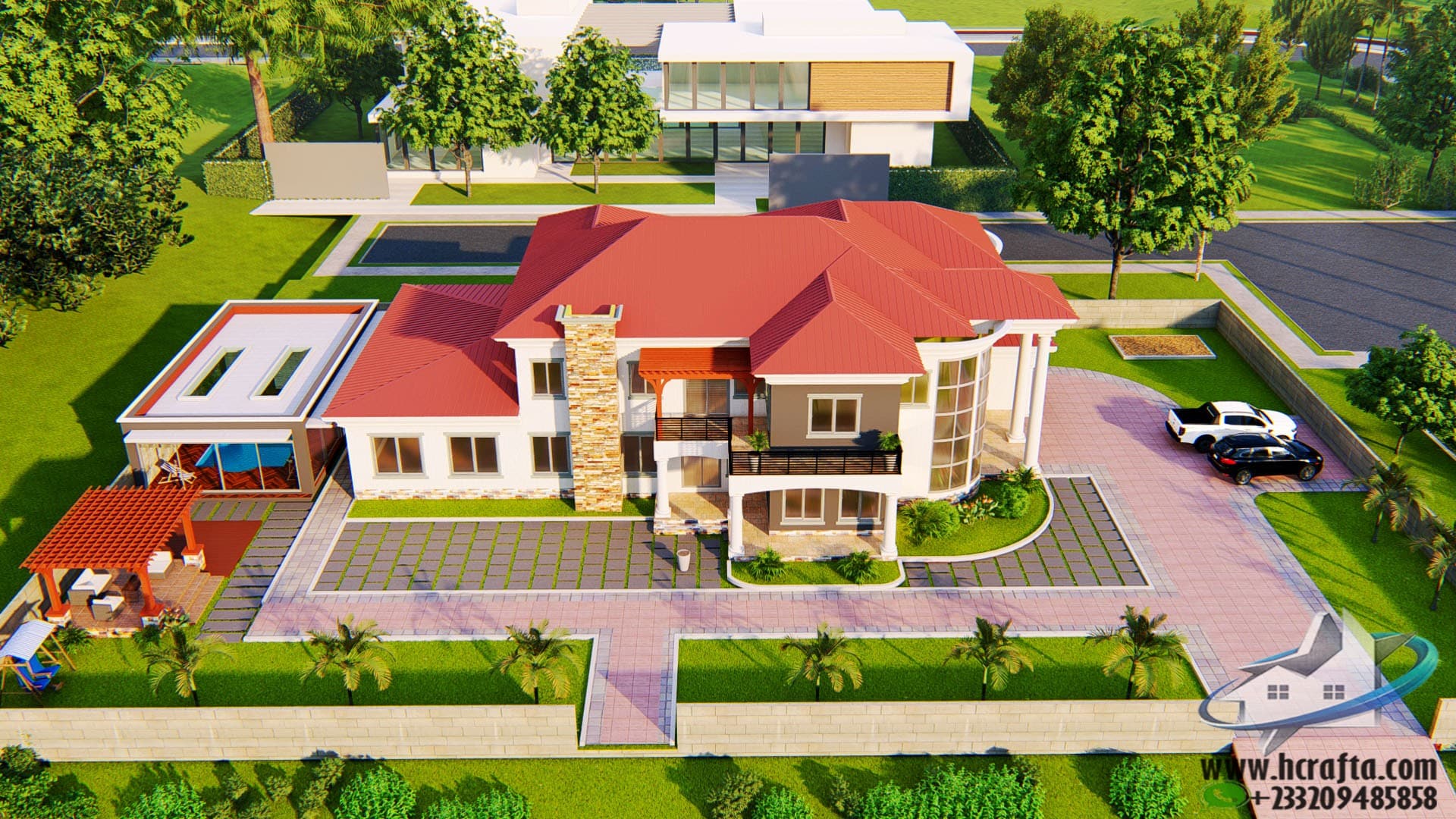 contemporary residential landscape design with flowers