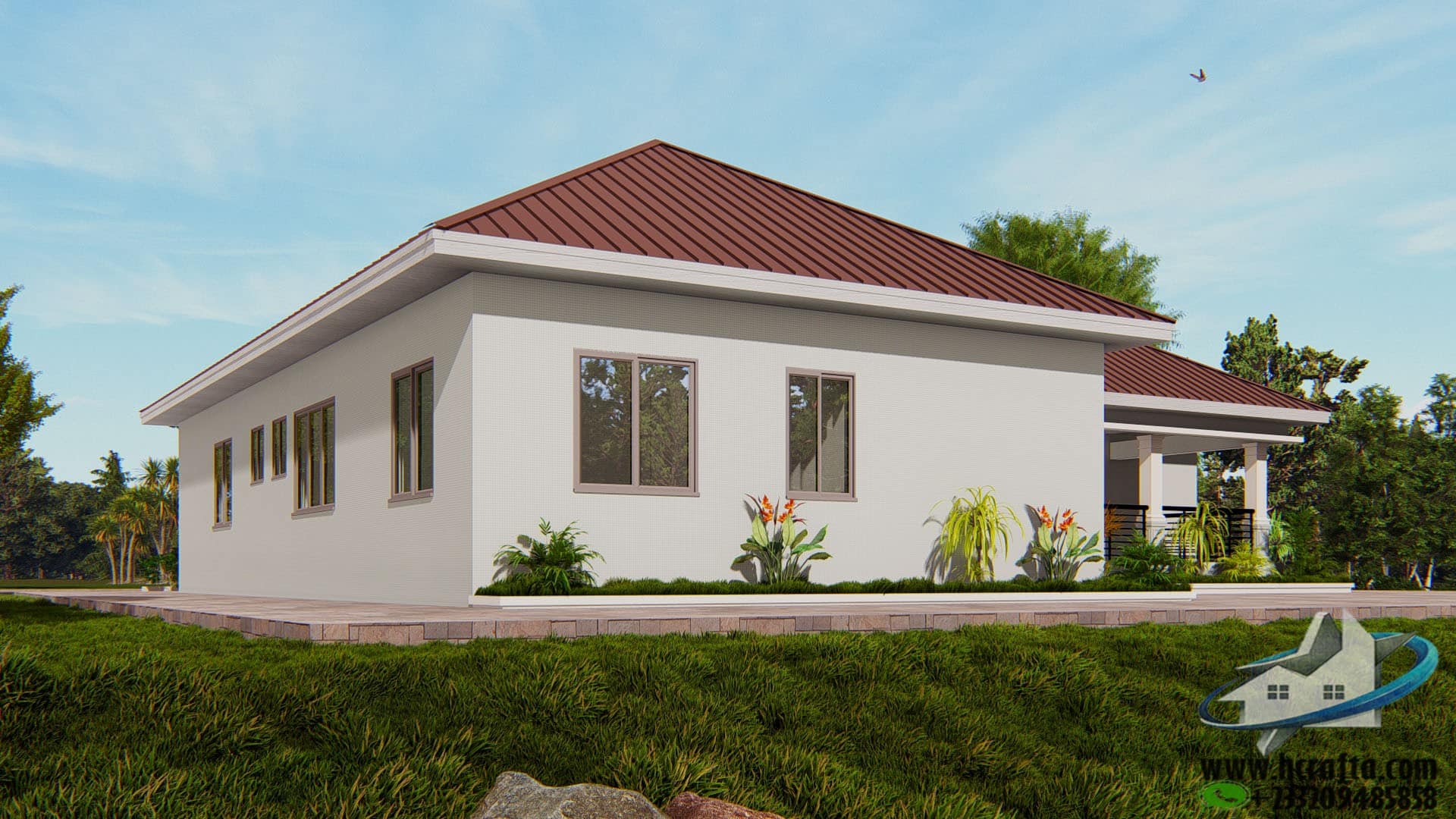 5 bedroom house architecture 3D rendering