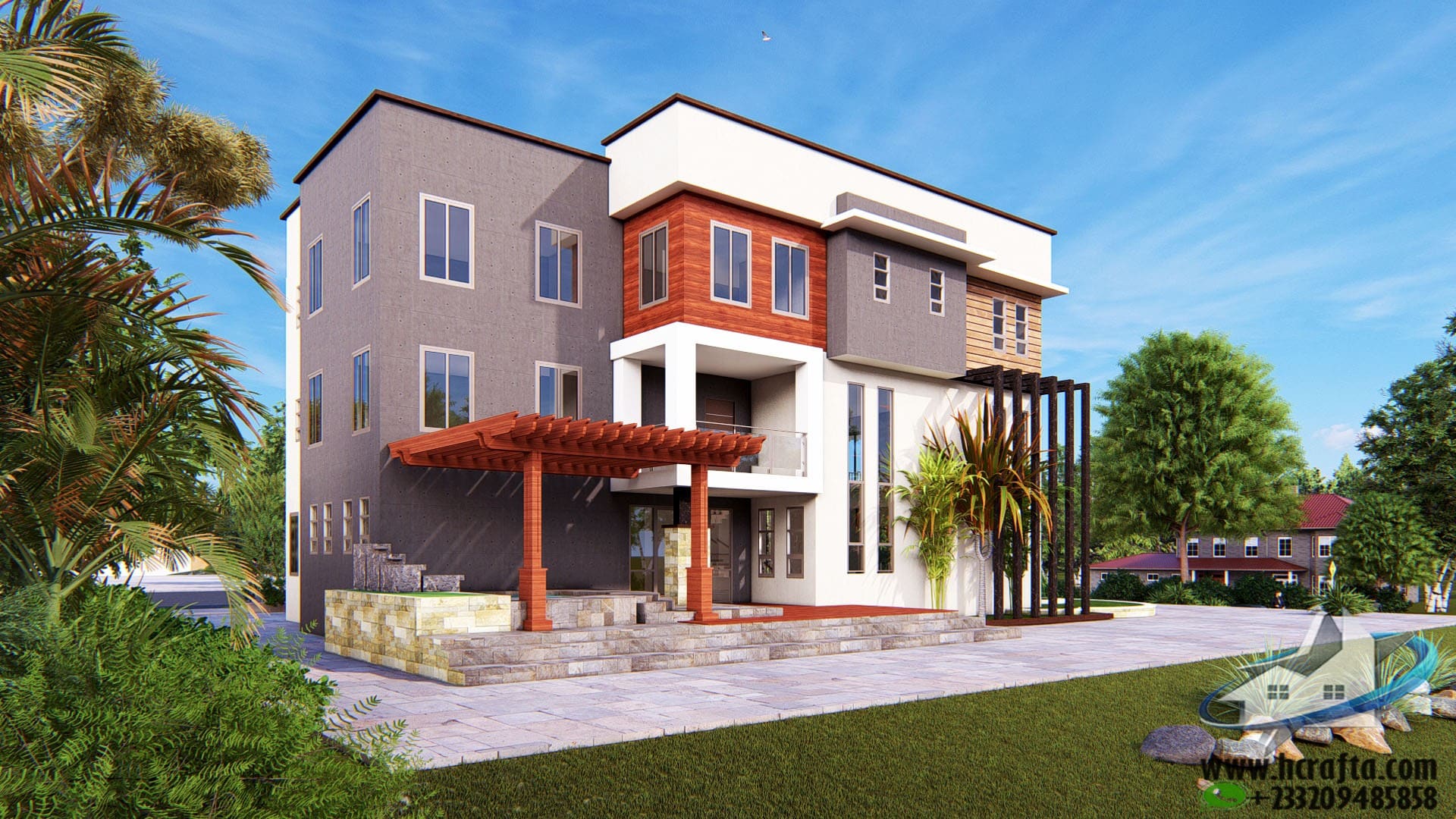 7 bedroom luxury house 3D exterior visualization