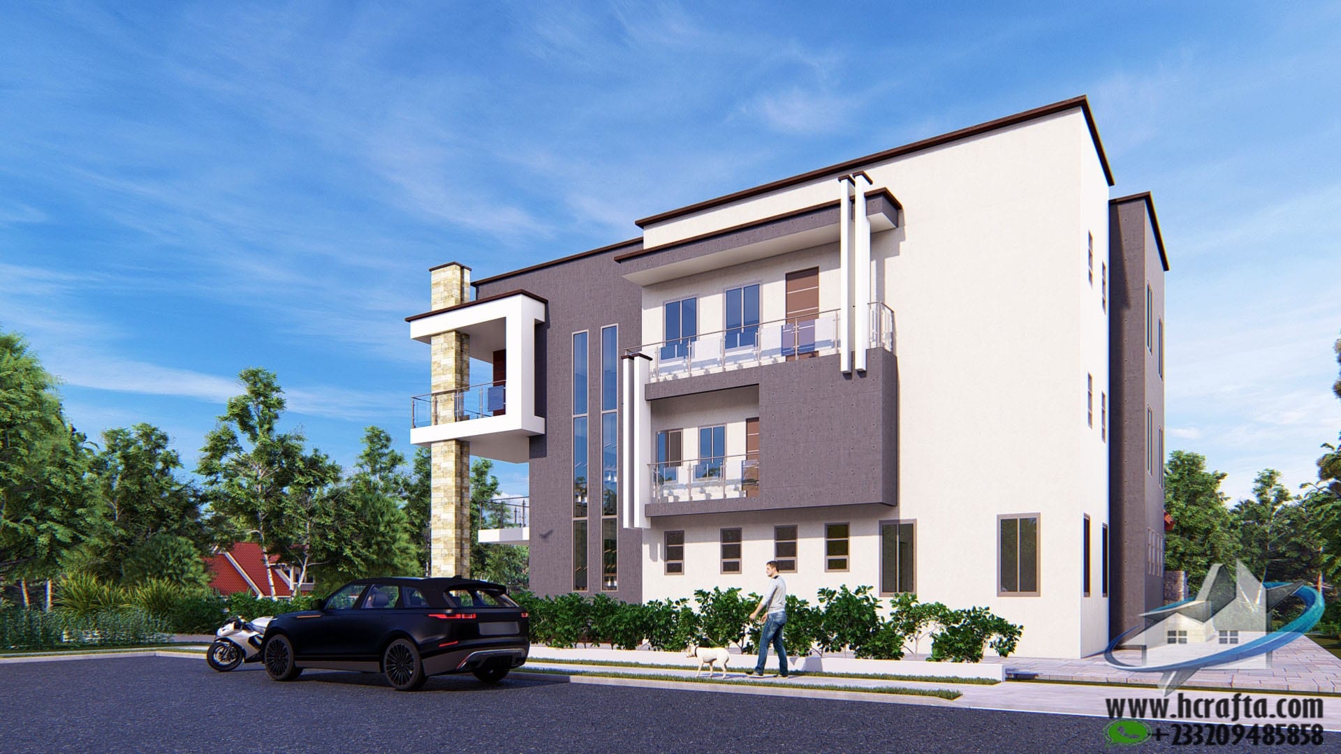 luxury 7 bedroom house 3D with balcony and terrace