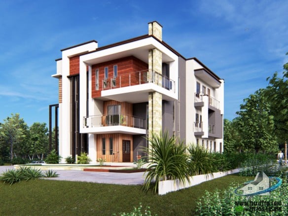 luxury 7 bedroom house design 3D exterior rendering