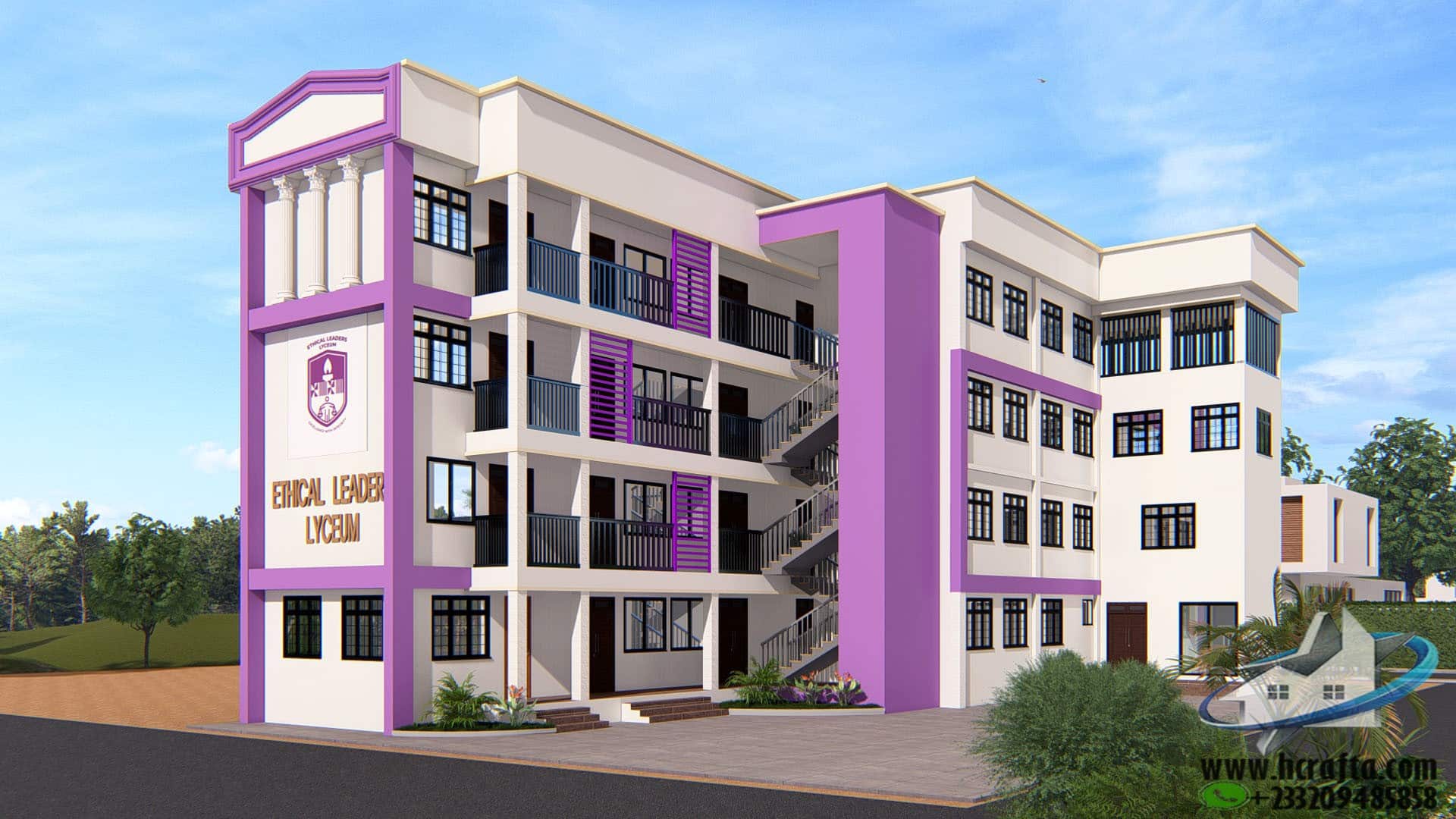 modern school corridor and classroom architecture