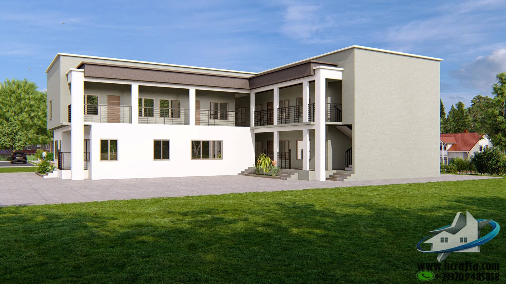 simple apartment design with varanda exterior