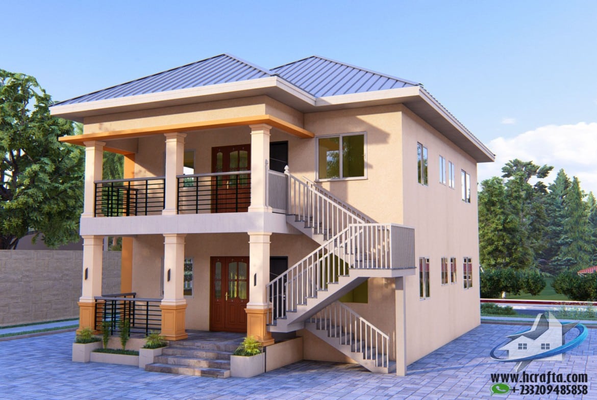 2 bedroom flat plan built on half plot with stylish contemporary exterior