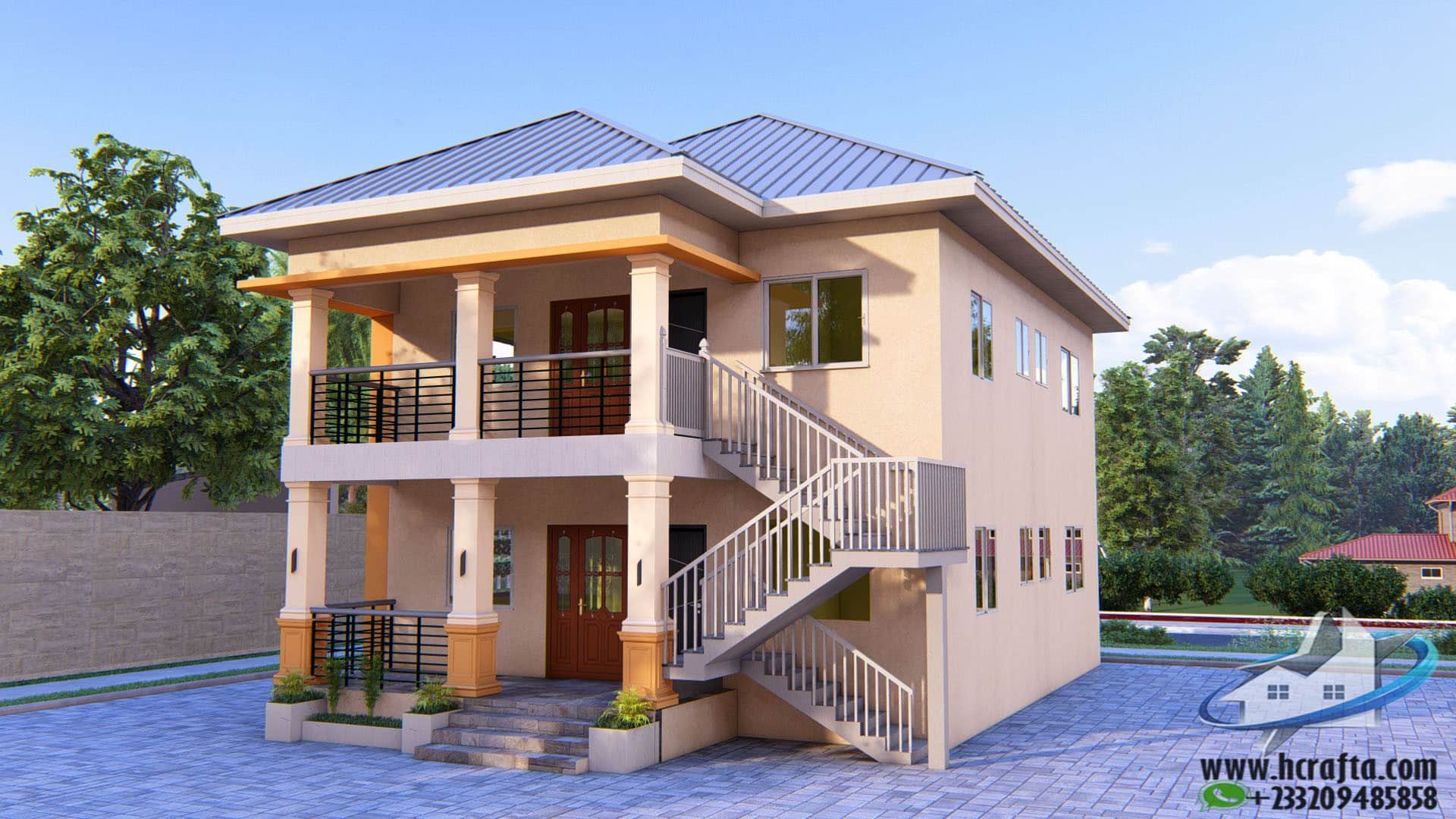 2 bedroom flat plan built on half plot with stylish contemporary exterior