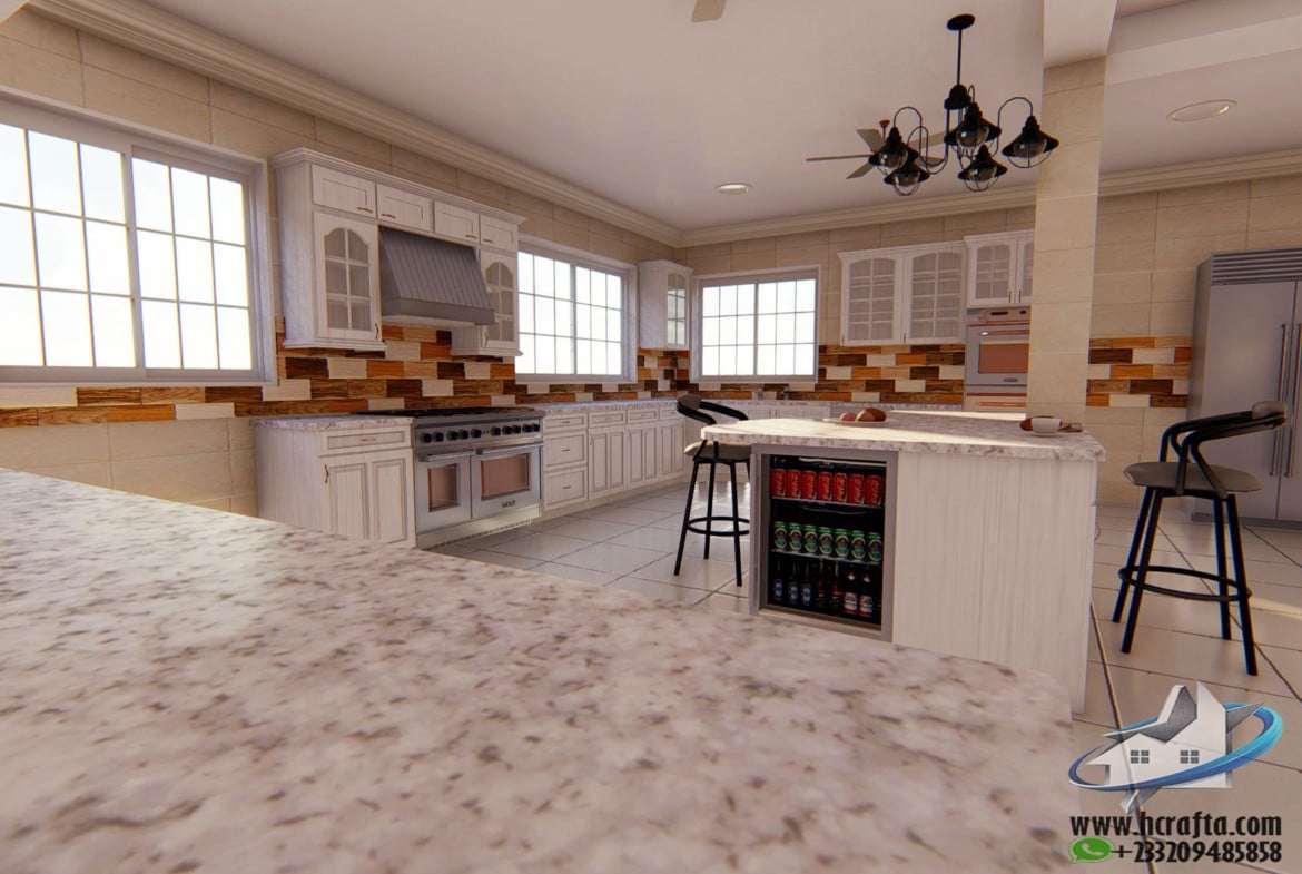modern 3D kitchen design with luxury cabinets